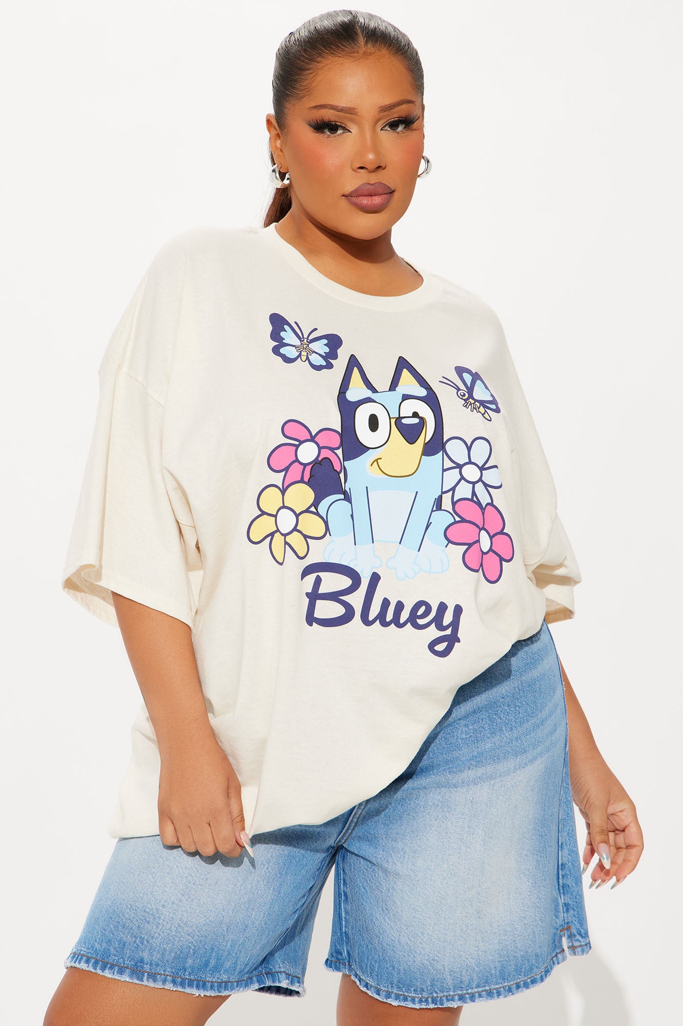 Bluey Butterflies Oversized Tee - Cream - Image 4