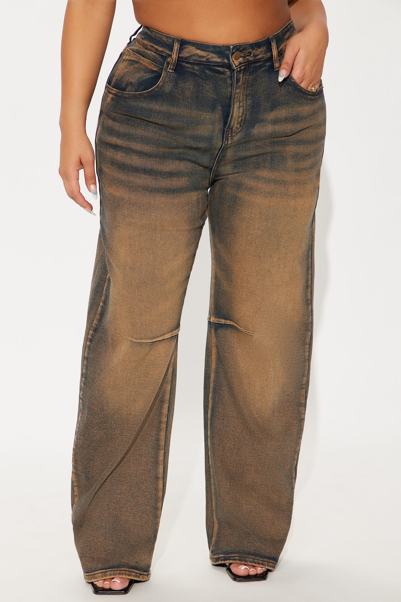 Bring Back Memories Stretch Tapered Leg Jeans - Brown - Image 7