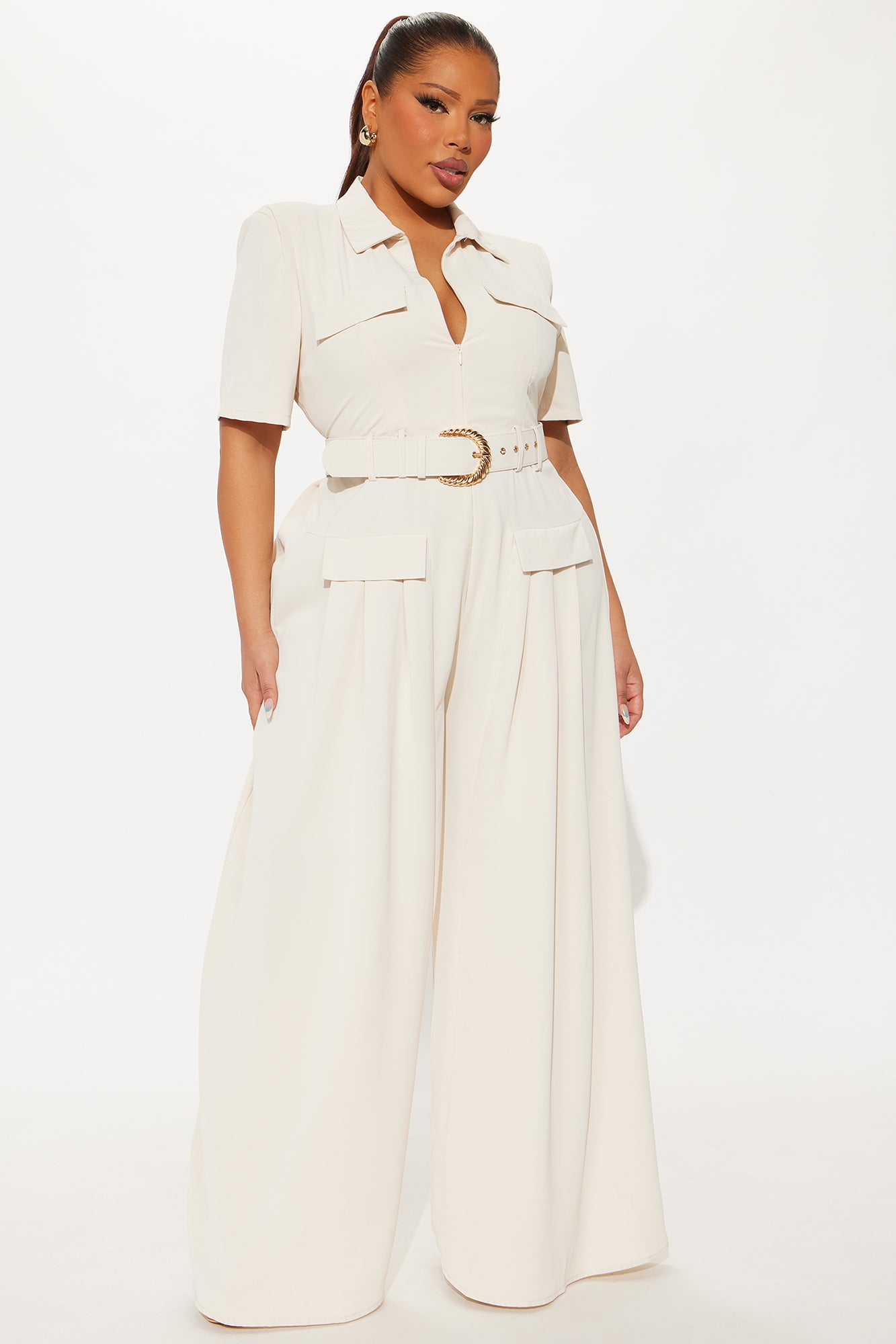 The Opulent Life Crepe Jumpsuit - Khaki - Image 4