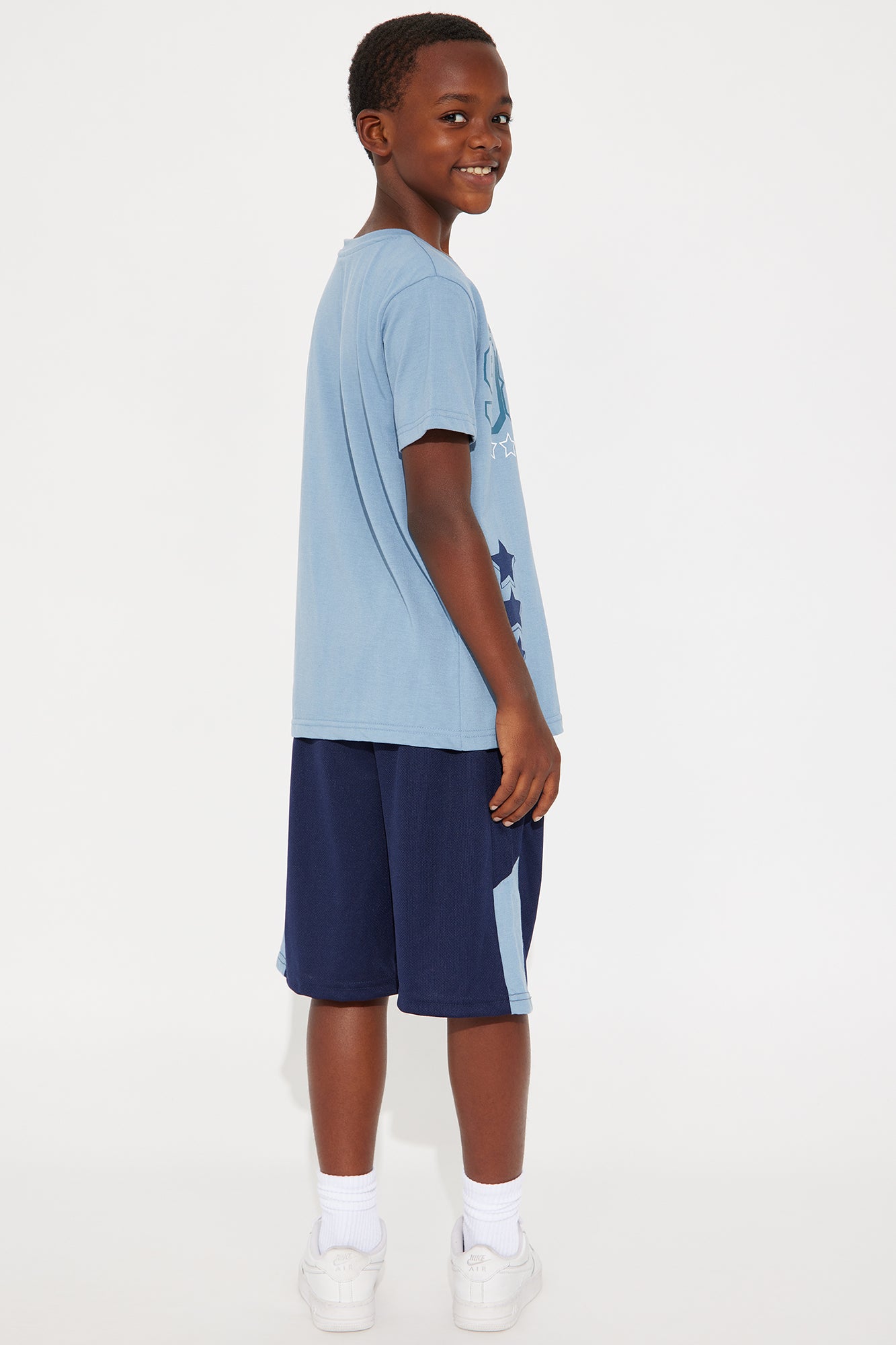 Mini Always Hustle Graphic Tee And Short Set - Blue/combo - Image 3