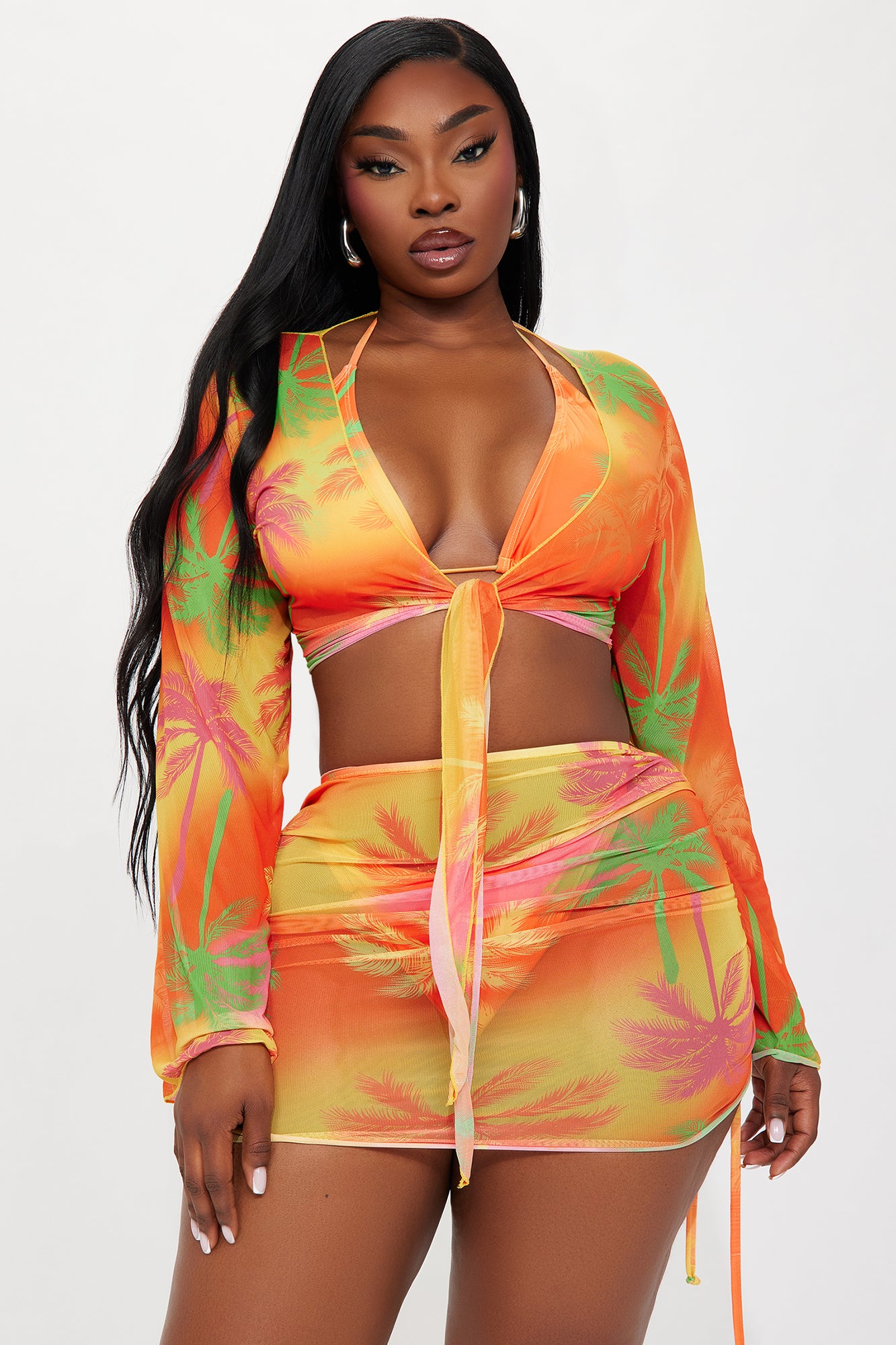 Bexley 4 Piece Bikini Set - Orange/combo - Image 6