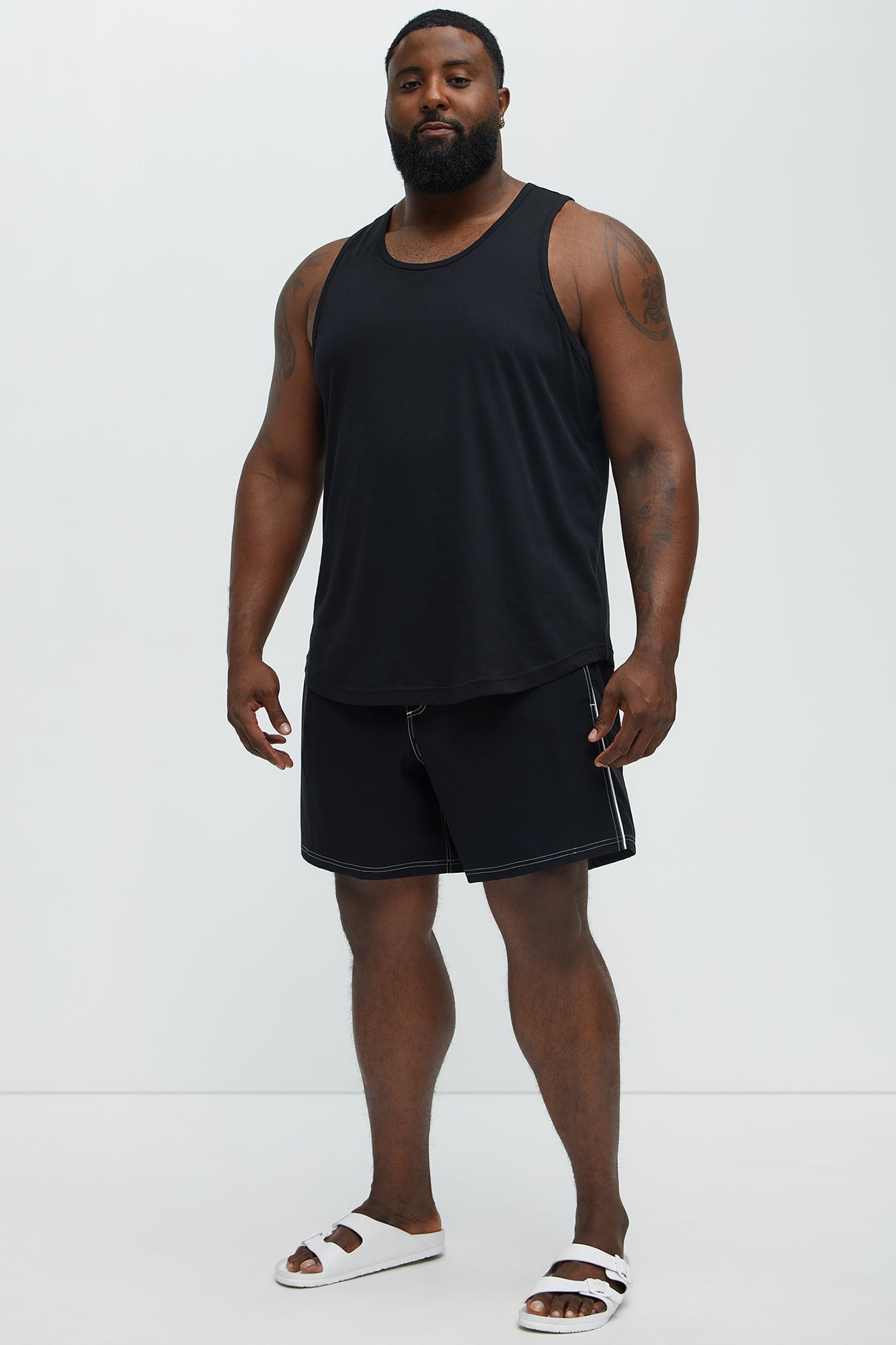 Contrasted Stitch Swim Classic Trunk - Black - Image 5