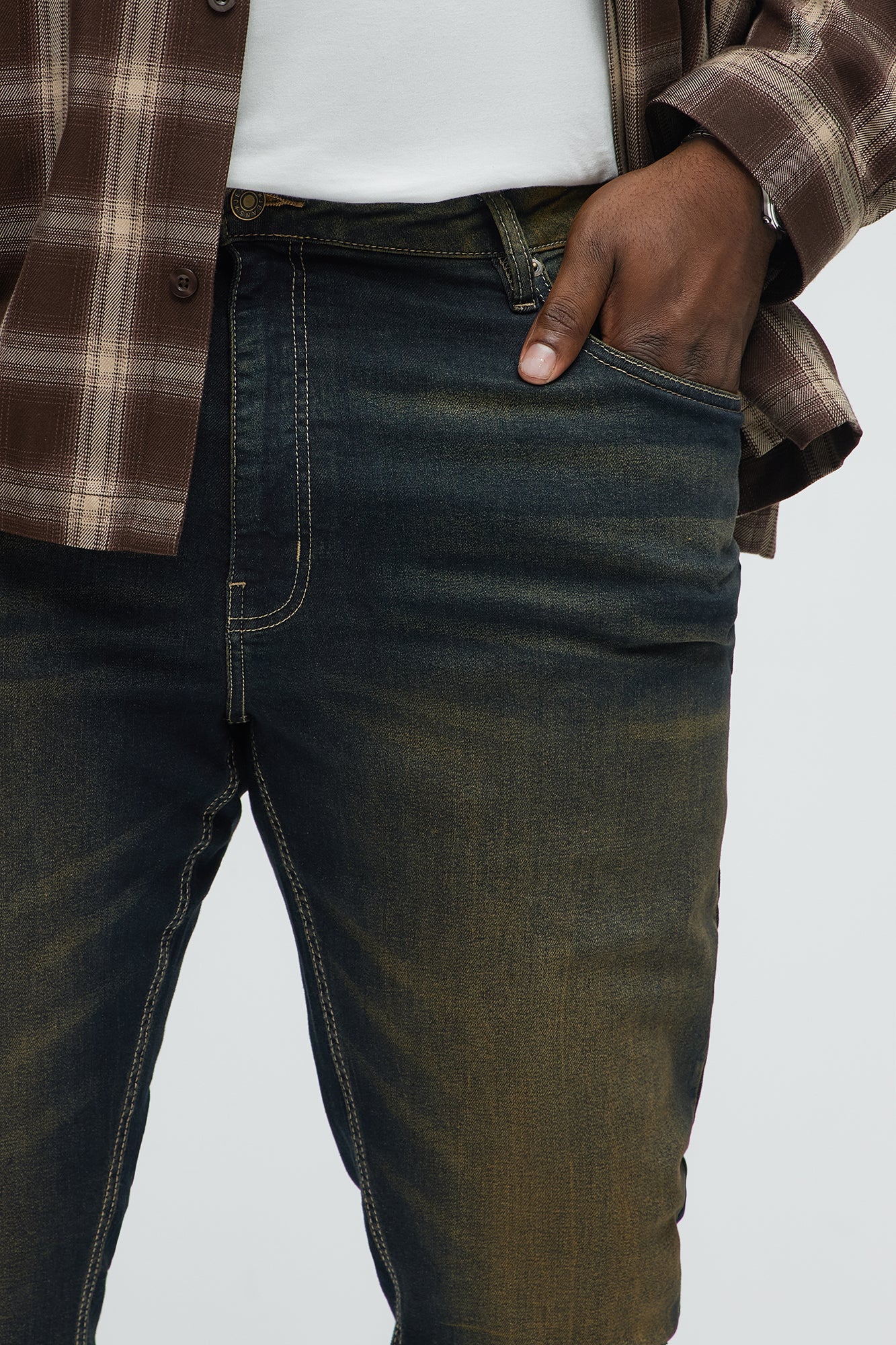 Be First Distressed Stacked Skinny Jeans - Vintage Blue Wash - Image 7