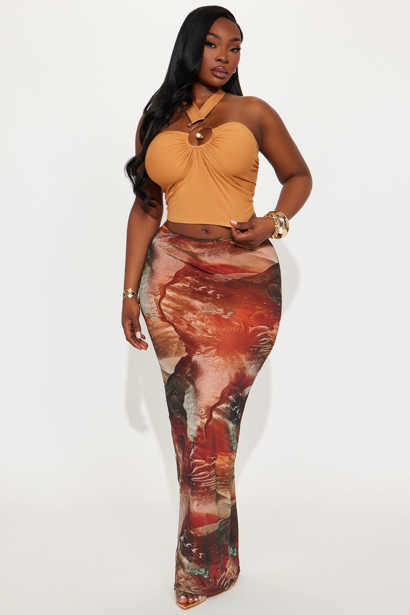 Fay Ruched Halter Top - Camel - Image 5