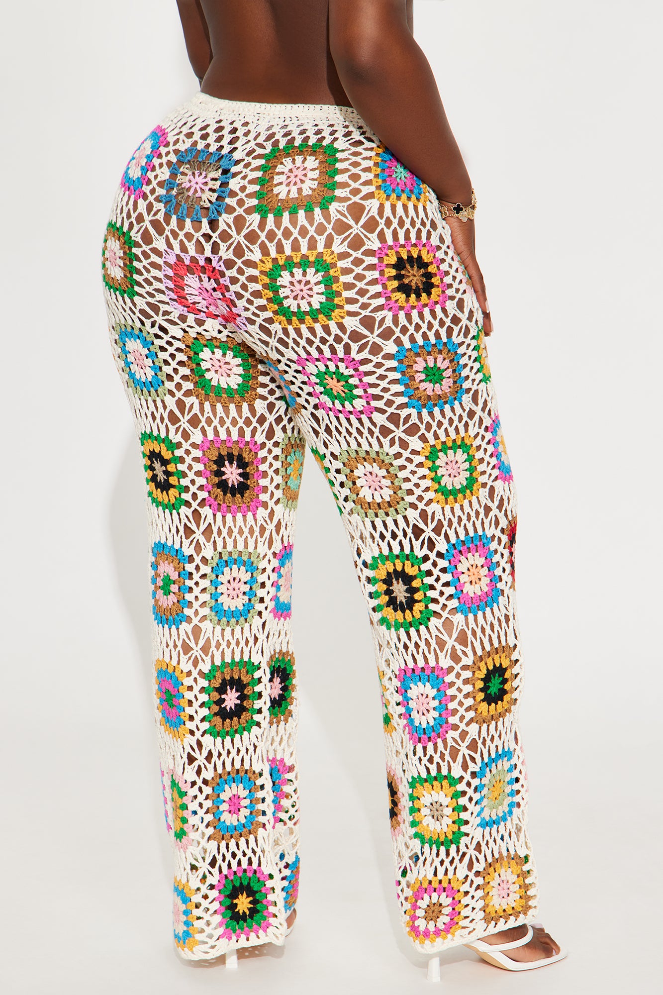 Thriving In The Sun Crochet Wide Leg Pant - Cream/combo - Image 6