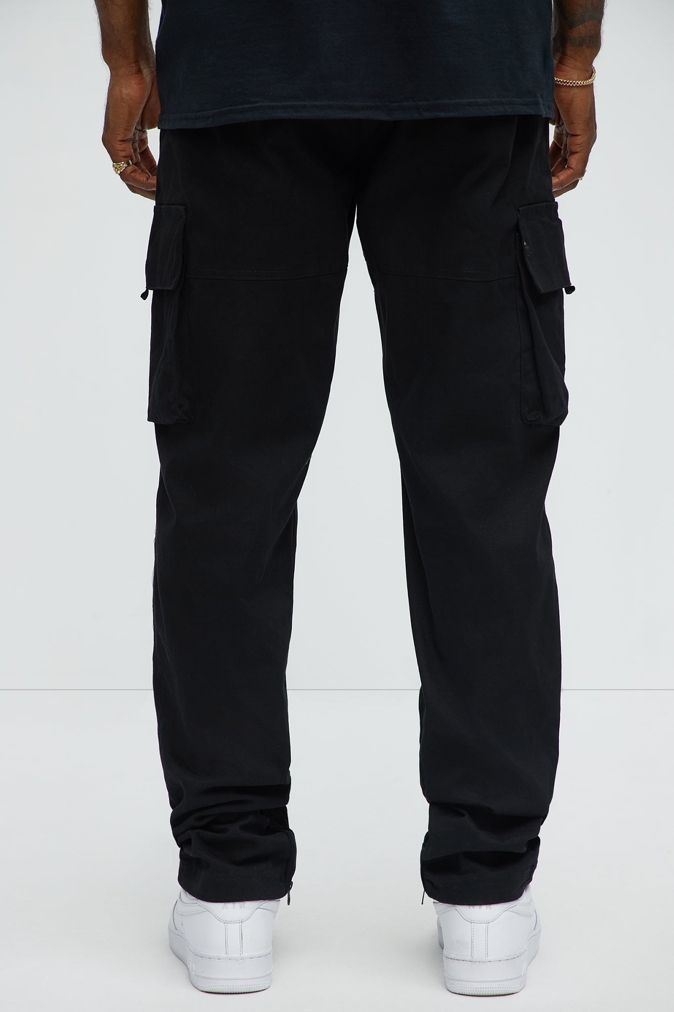 Straight Cargo Ankle Zipper Pants - Black - Image 5