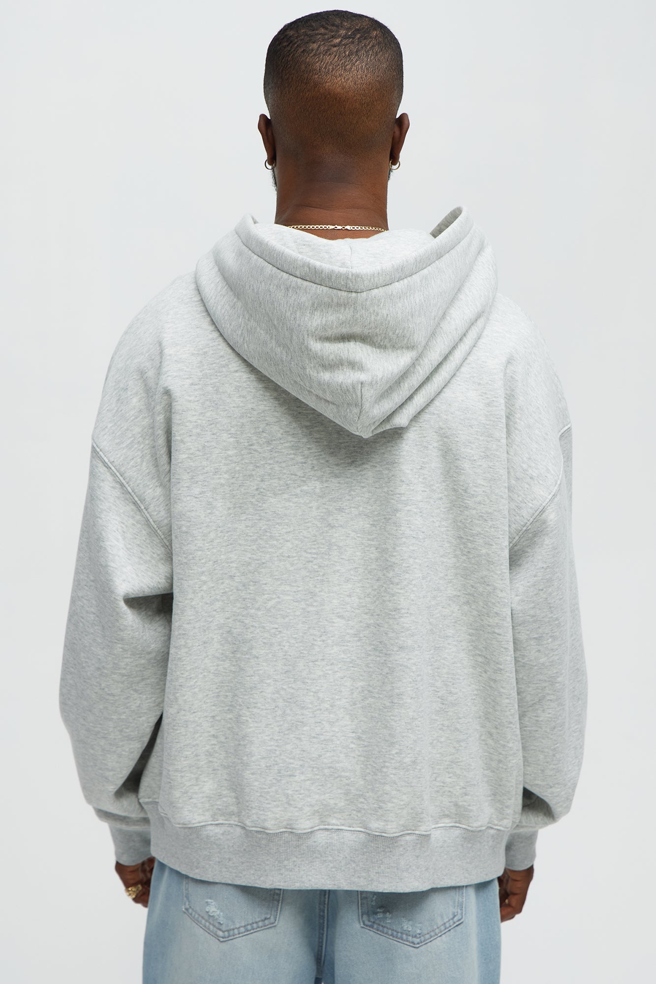 Tyson Oversized Heavyweight Quarter Zip Hoodie - Heather Grey - Image 3