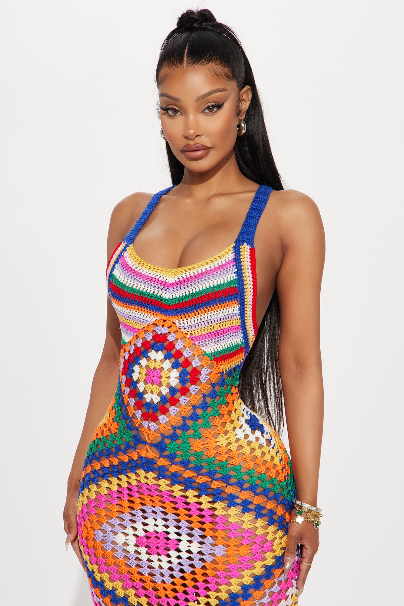 Cabo Vacay Crochet Maxi Dress - Multi Color - Image 3