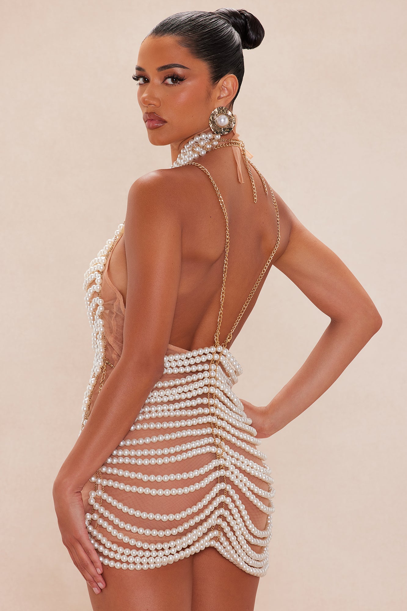 Annette Pearl Mini Dress - Ivory - Image 4