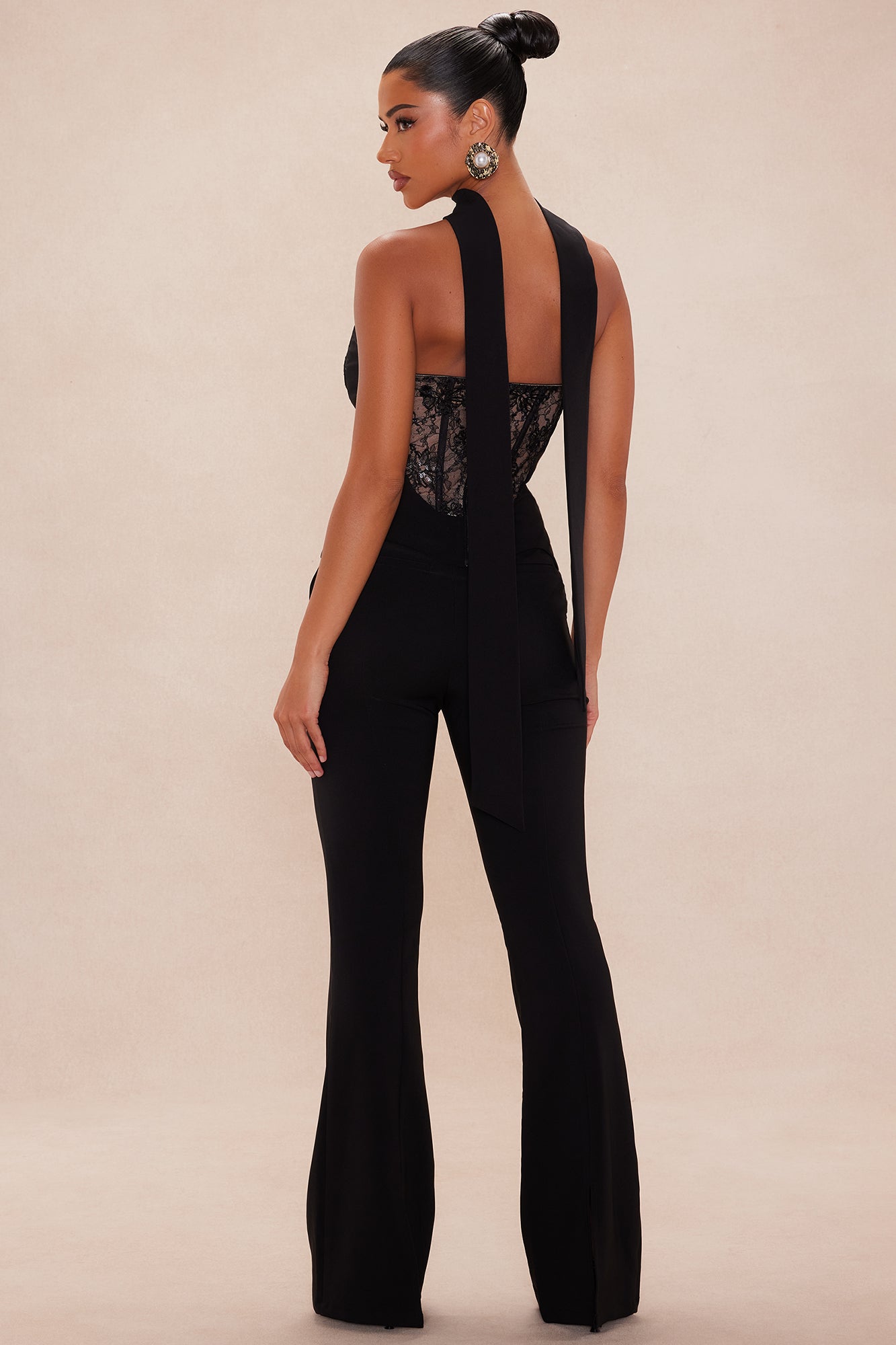 Gia Embellished Flare Pant Set - Black - Image 4