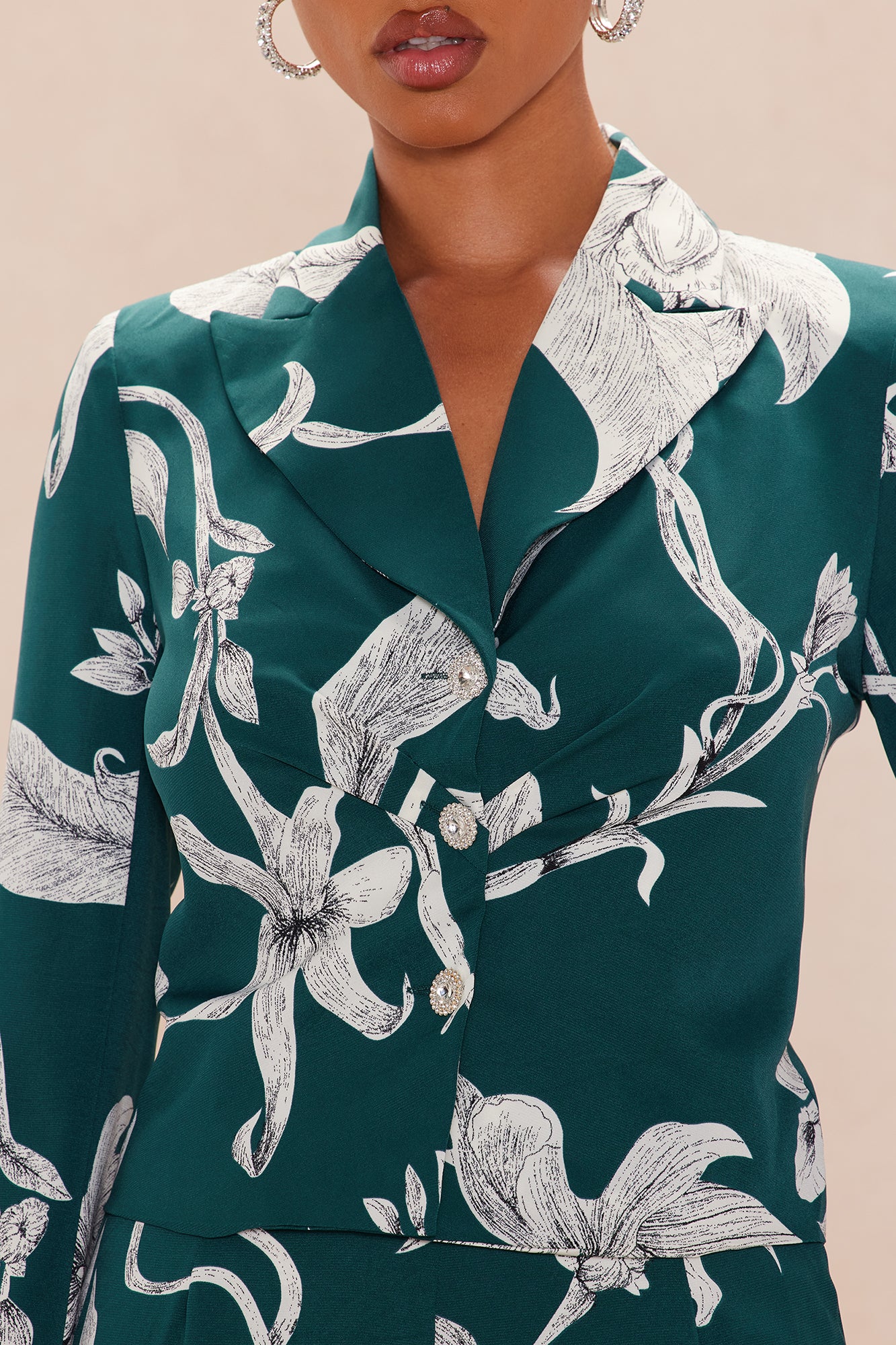 Aubrey Floral Blazer Set - Green/combo - Image 3