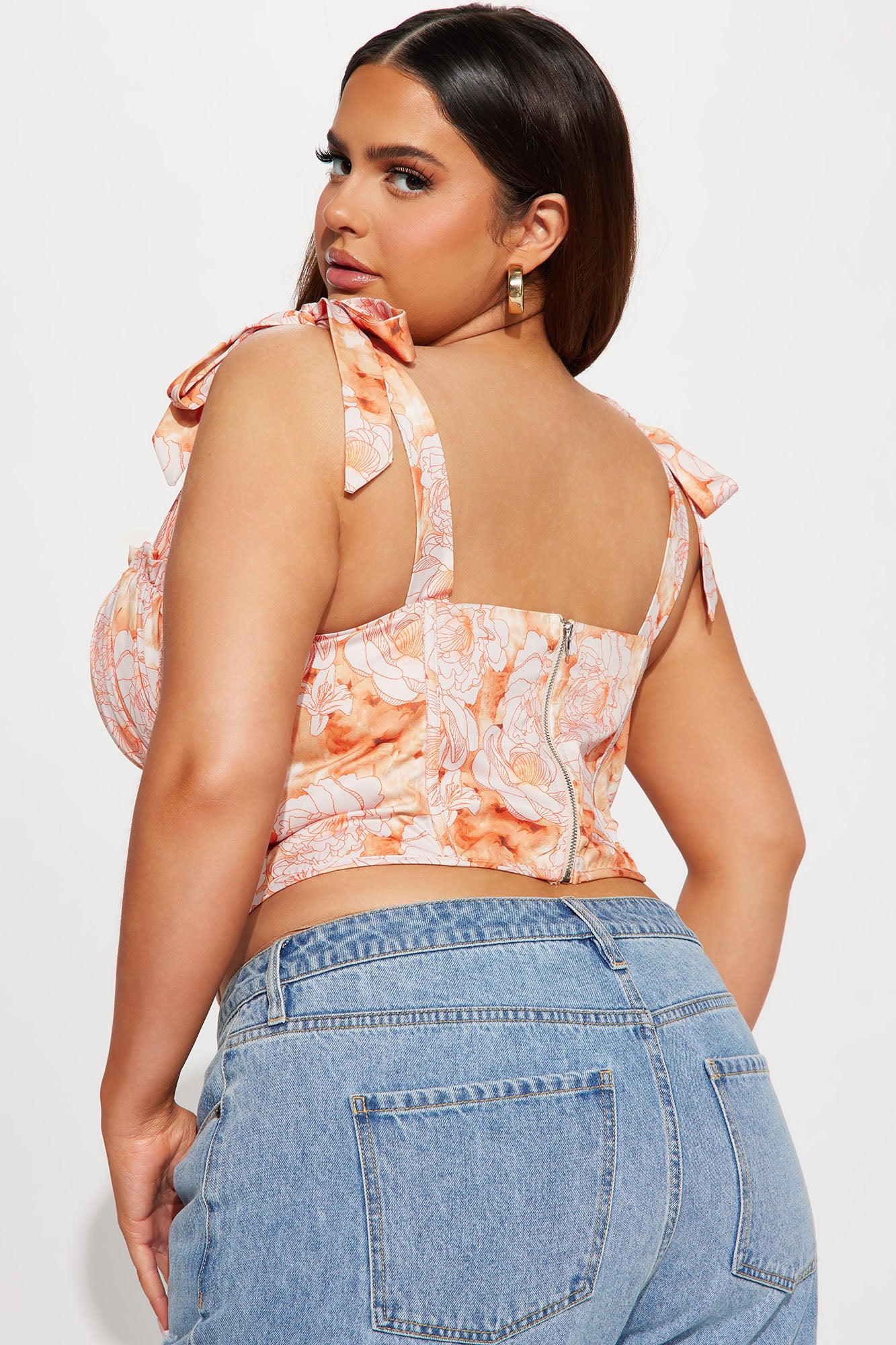 Perfect Picnics Floral Corset Top - Orange/combo - Image 6