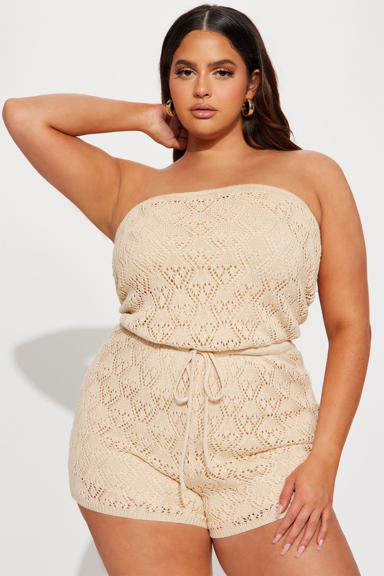 Costa Bella Crochet Romper - Cream - Image 5