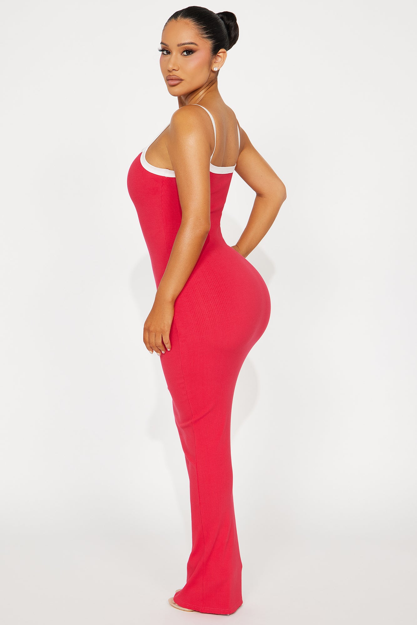 Pamela Snatched Maxi Dress - Raspberry/Combo - Image 3