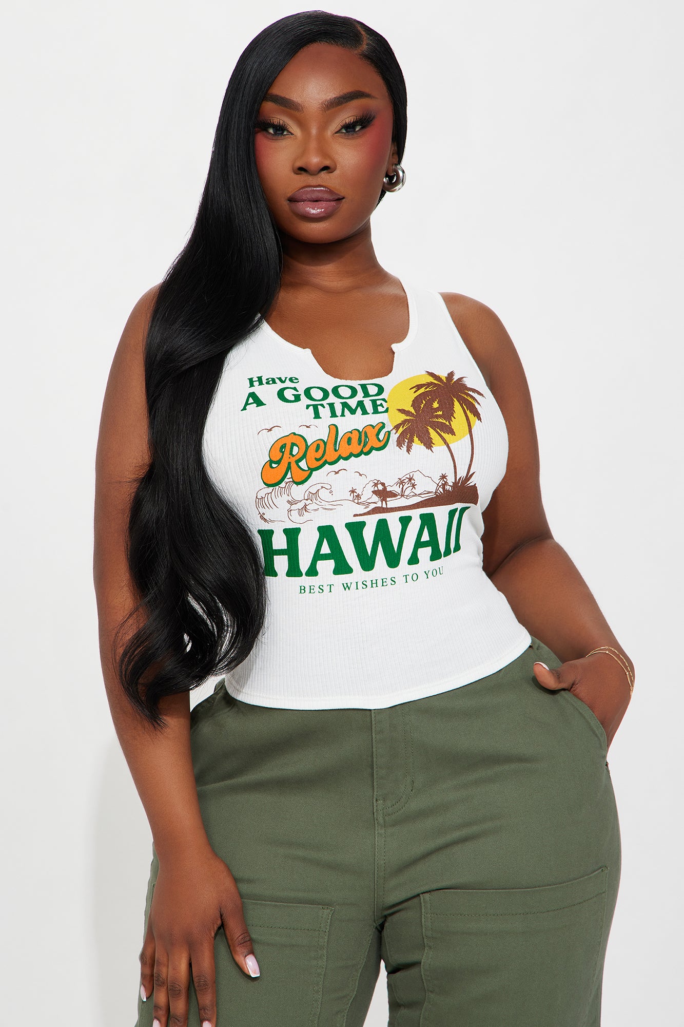 Relax In Hawaii Ribbed Tee - White - Image 5
