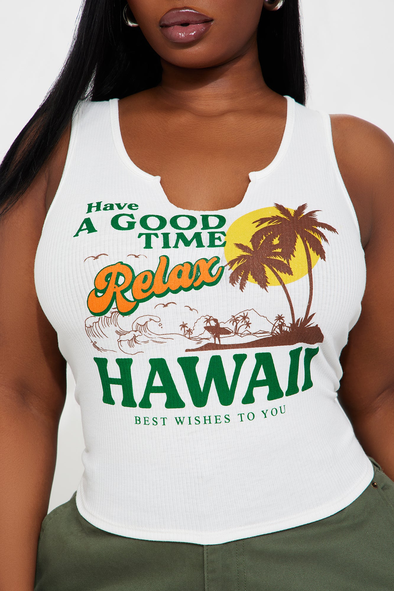 Relax In Hawaii Ribbed Tee - White - Image 6