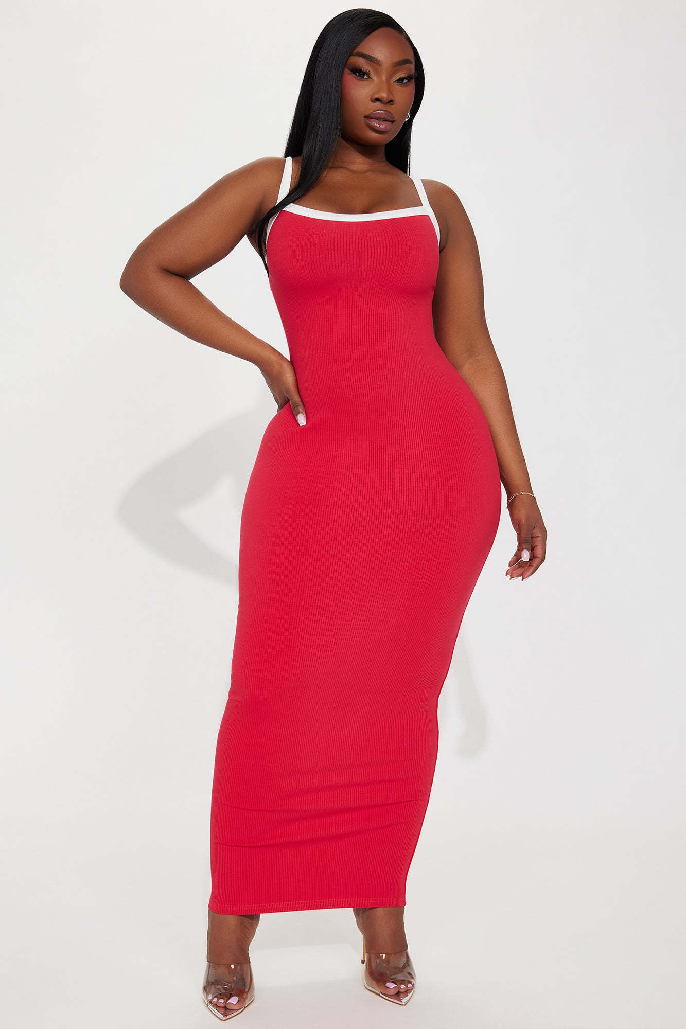Pamela Snatched Maxi Dress - Raspberry/Combo - Image 4