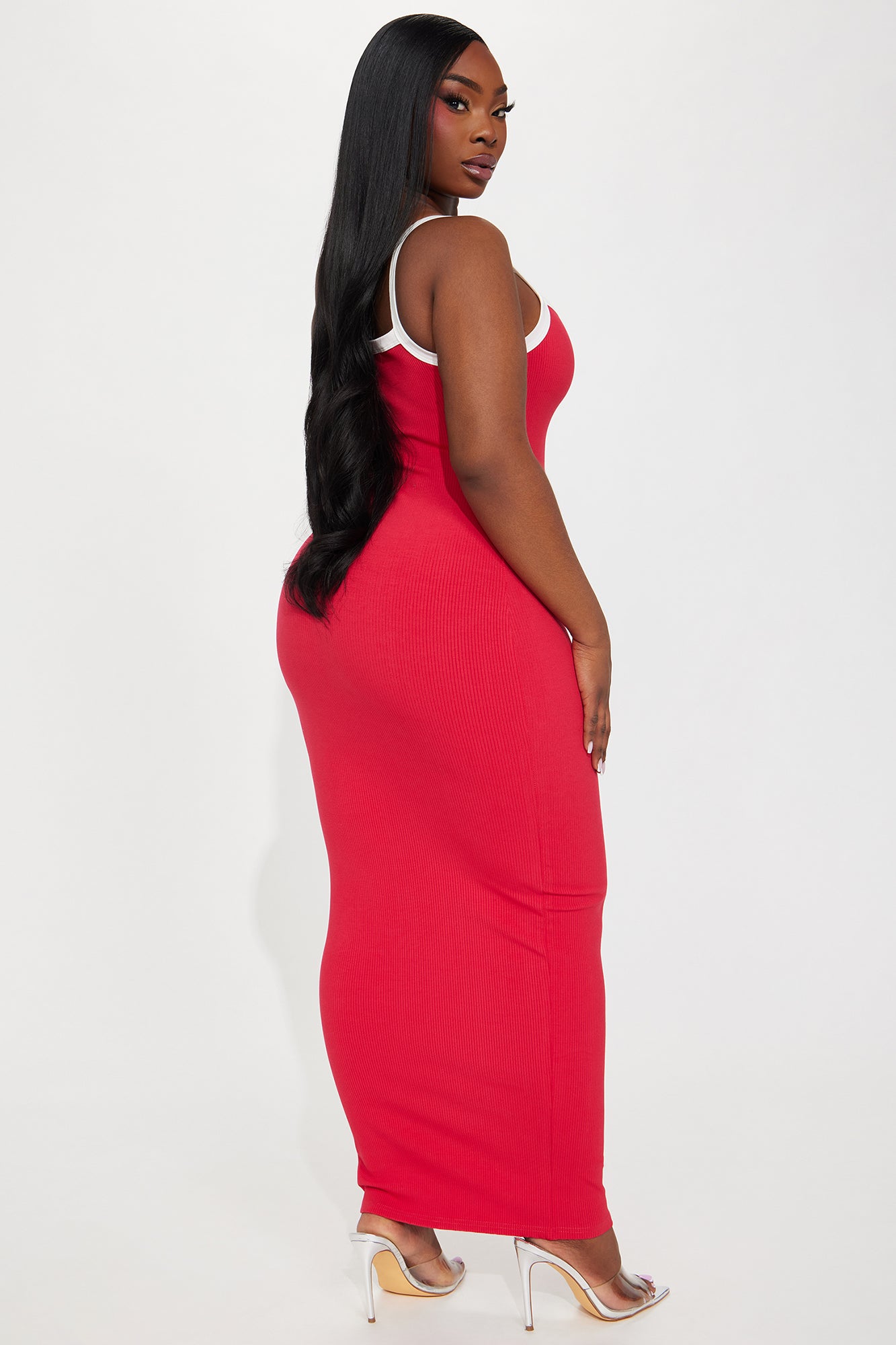 Pamela Snatched Maxi Dress - Raspberry/Combo - Image 6