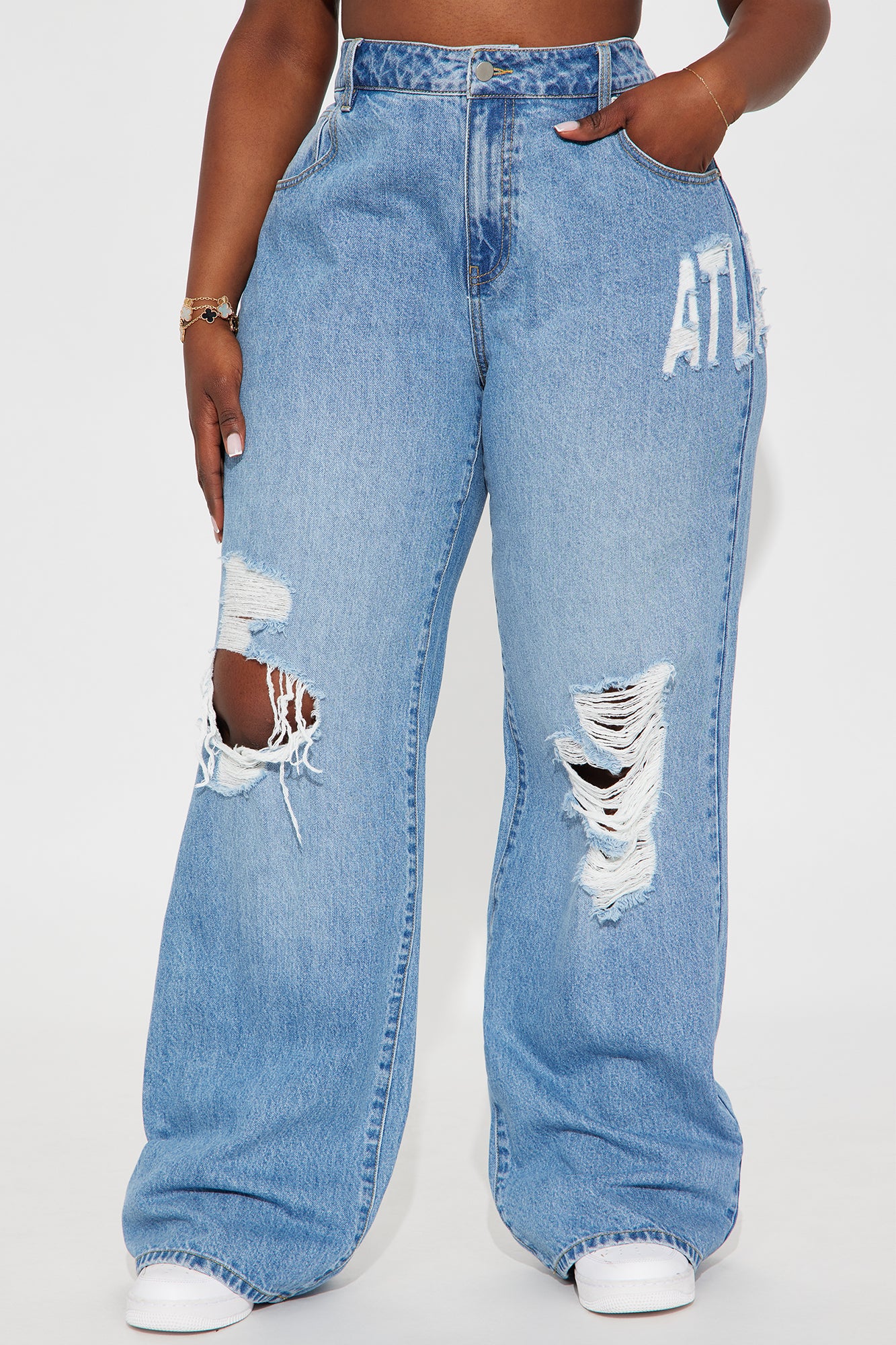 Tall Hometown Honey Atlanta Ripped Baggy Jeans - Medium Wash - Image 6