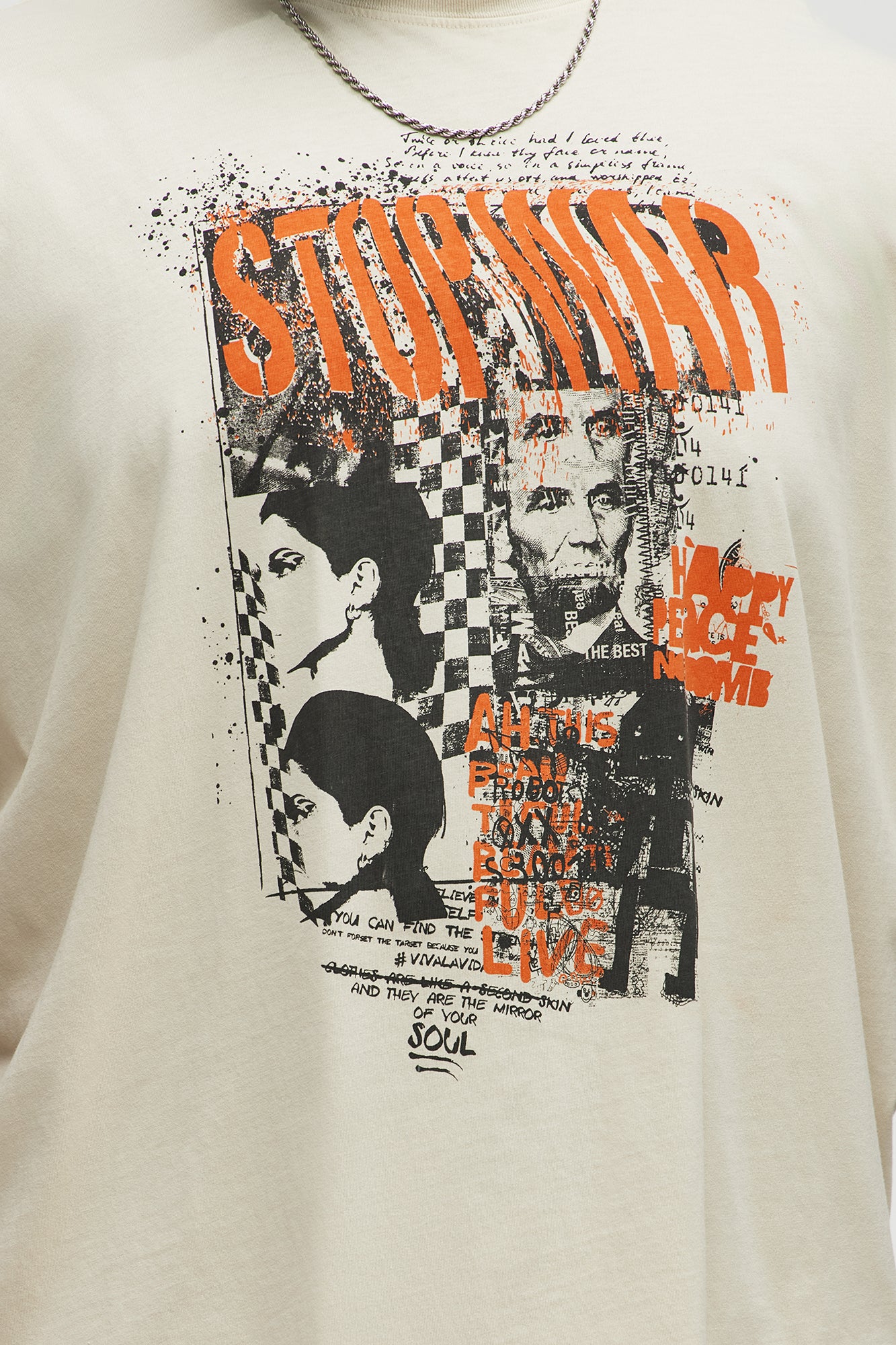 Stop War Live Now Oversized Short Sleeve Tee - Cream - Image 3