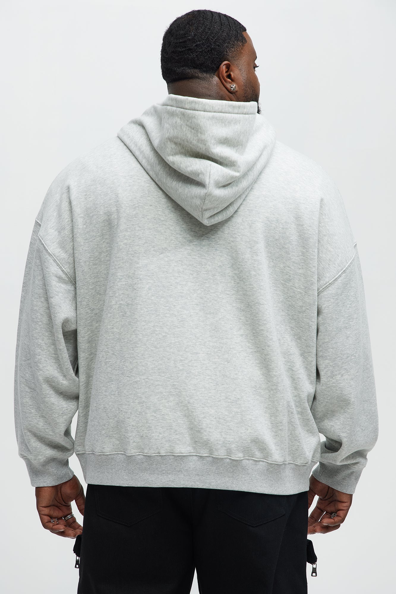 Tyson Oversized Heavyweight Quarter Zip Hoodie - Heather Grey - Image 7
