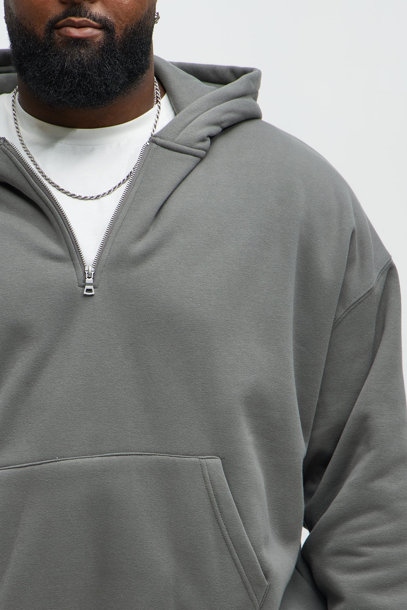 Tyson Oversized Heavyweight Quarter Zip Hoodie - Charcoal - Image 6