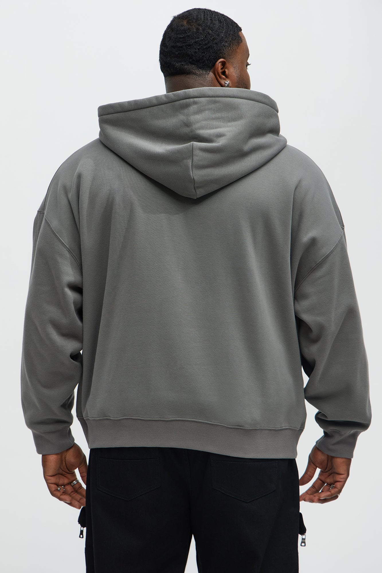 Tyson Oversized Heavyweight Quarter Zip Hoodie - Charcoal - Image 7
