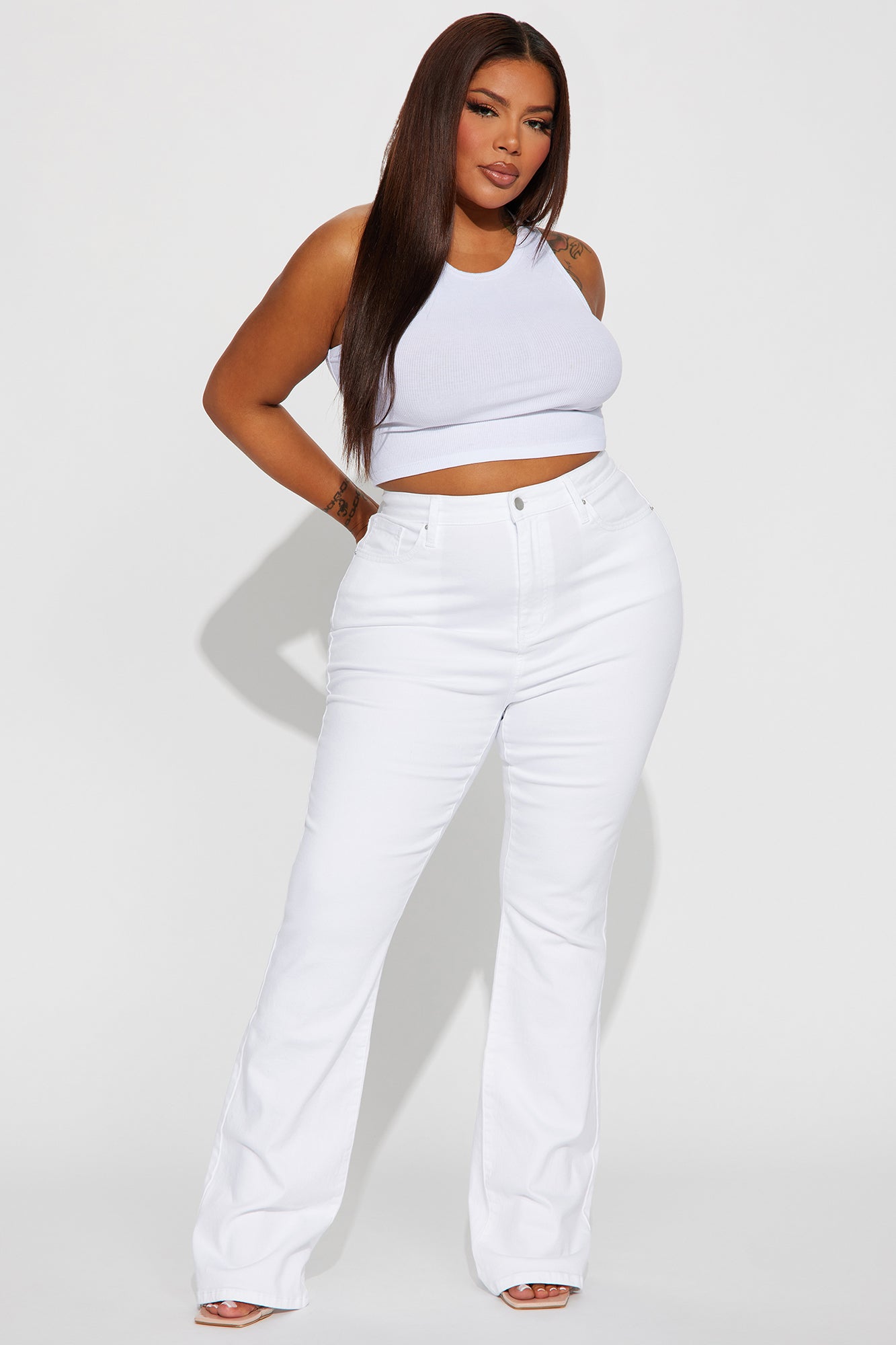 Summer Skies Stretch Bootcut Jeans - White - Image 4