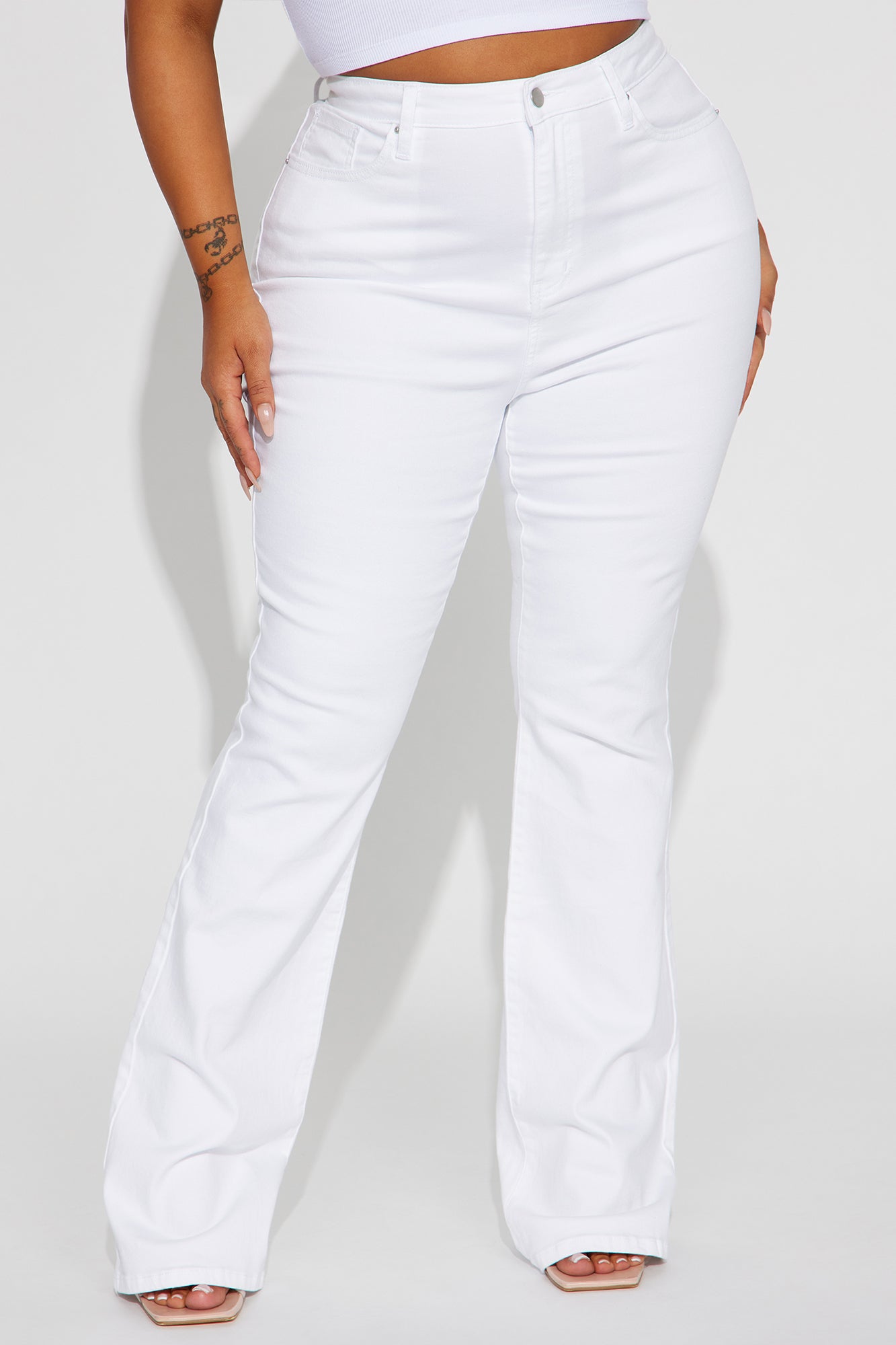 Summer Skies Stretch Bootcut Jeans - White - Image 5