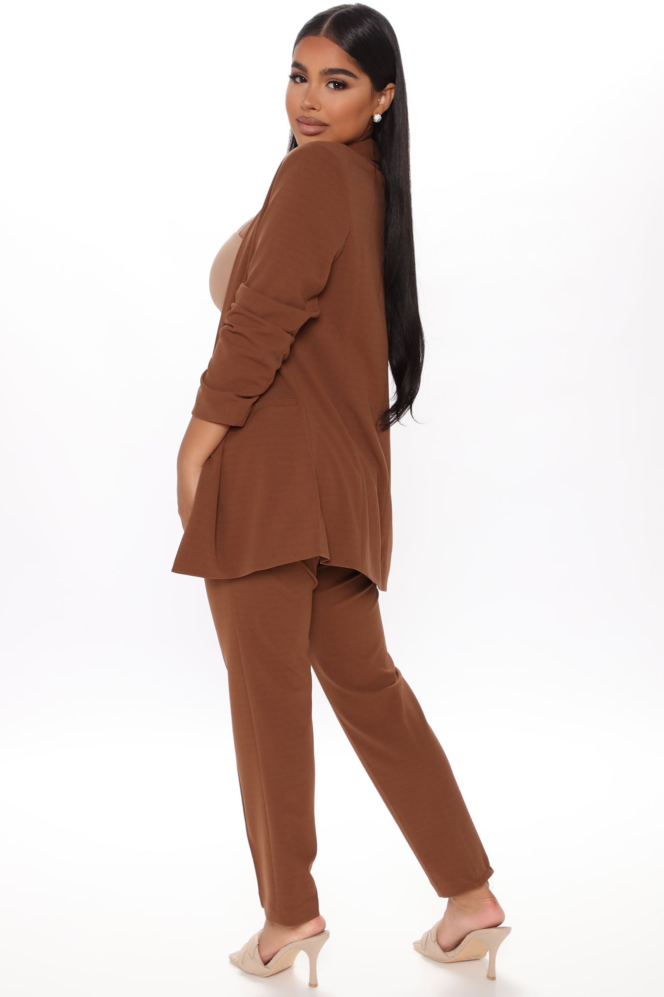 Business Classy Blazer Pant Set - Tan - Image 4