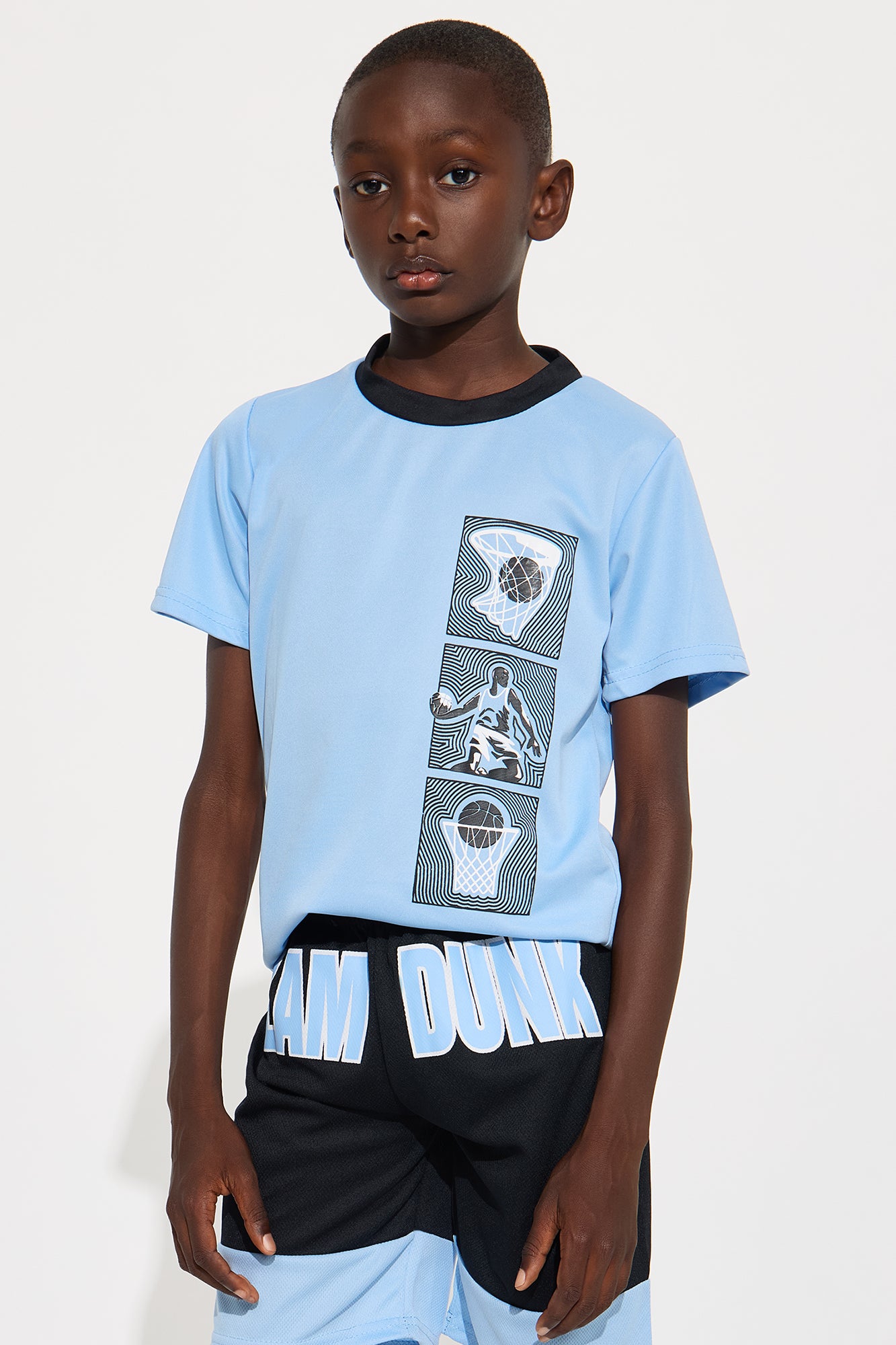 Mini Slam Dunk Graphic Tee And Short Set - Blue/combo - Image 3