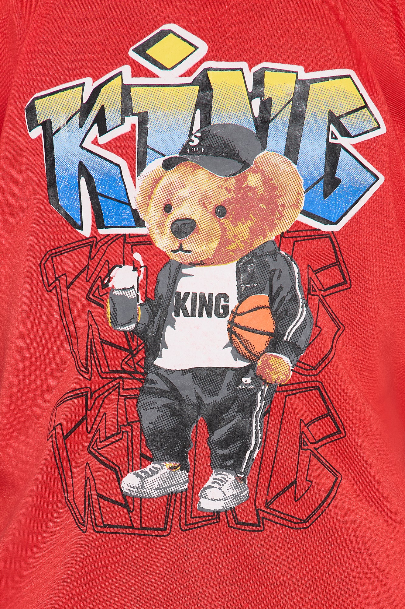 Mini Still A King Front/Back Graphic Tee And Short Set - Red/combo - Image 3