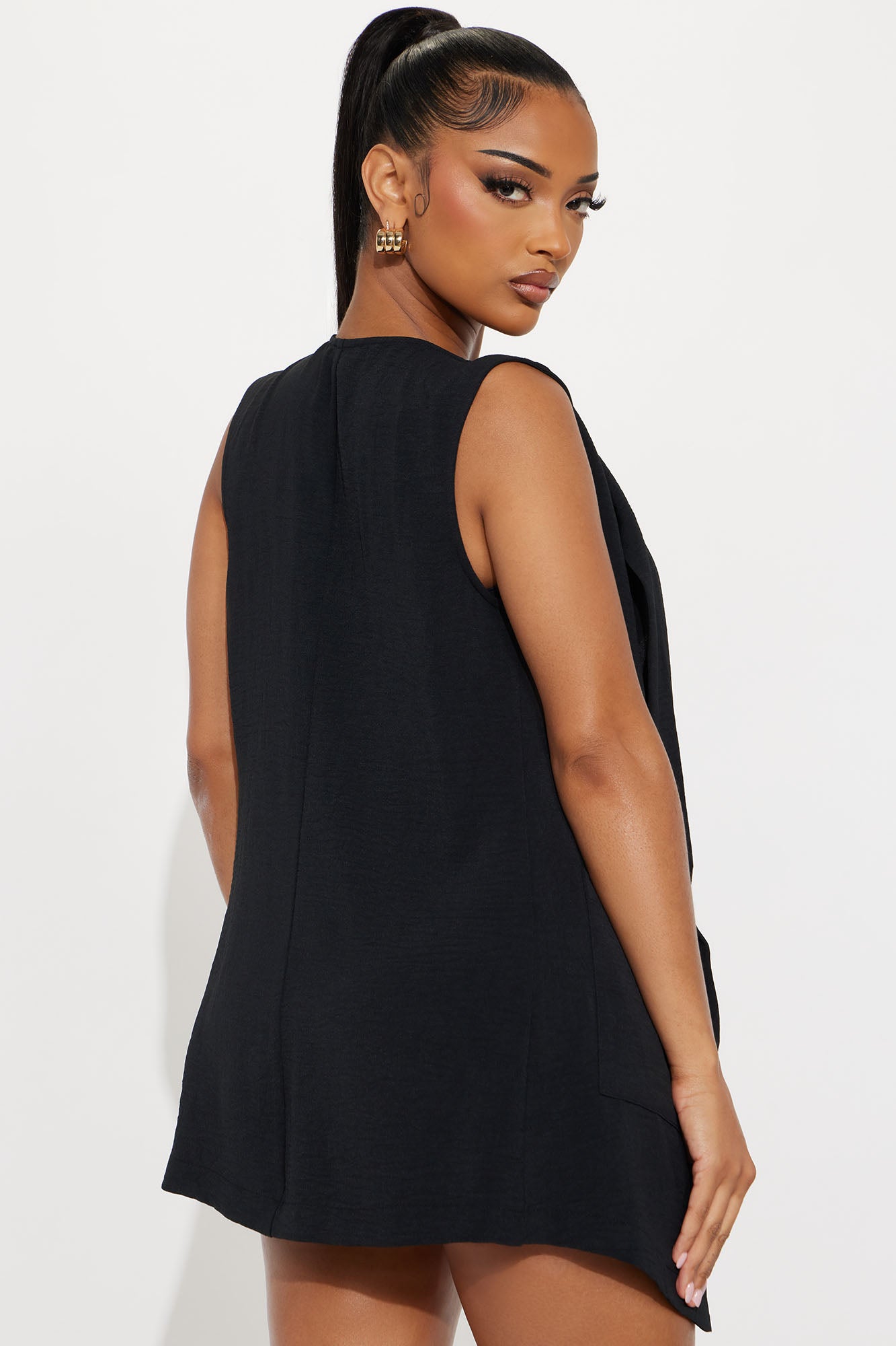 Sylvia Flowy Vest Short Set - Black - Image 6