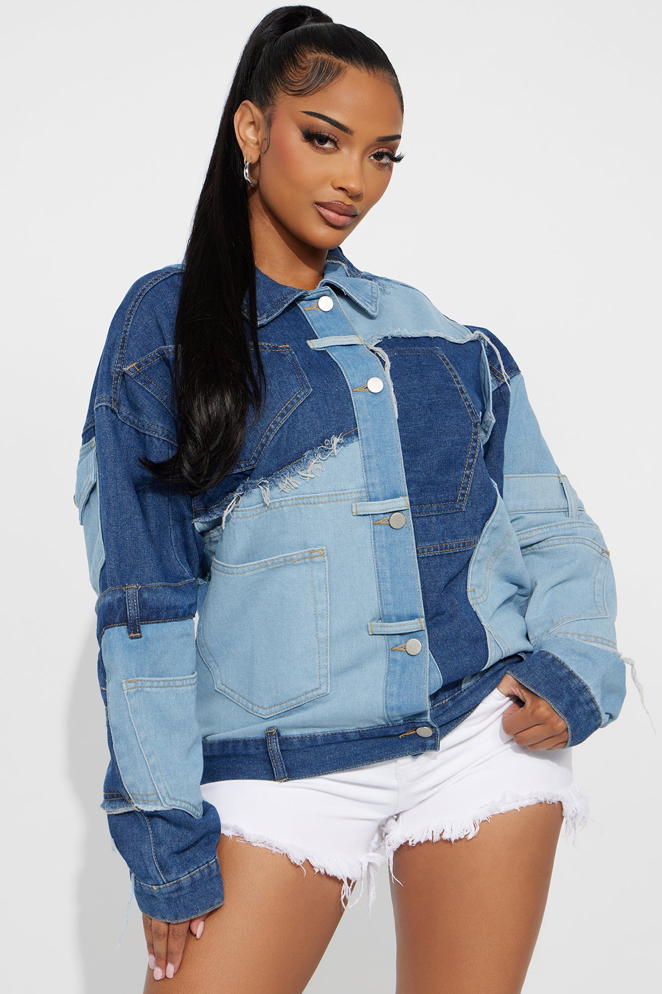 Rack Your Brains Deconstructed Denim Jacket - Multi Color - Image 3