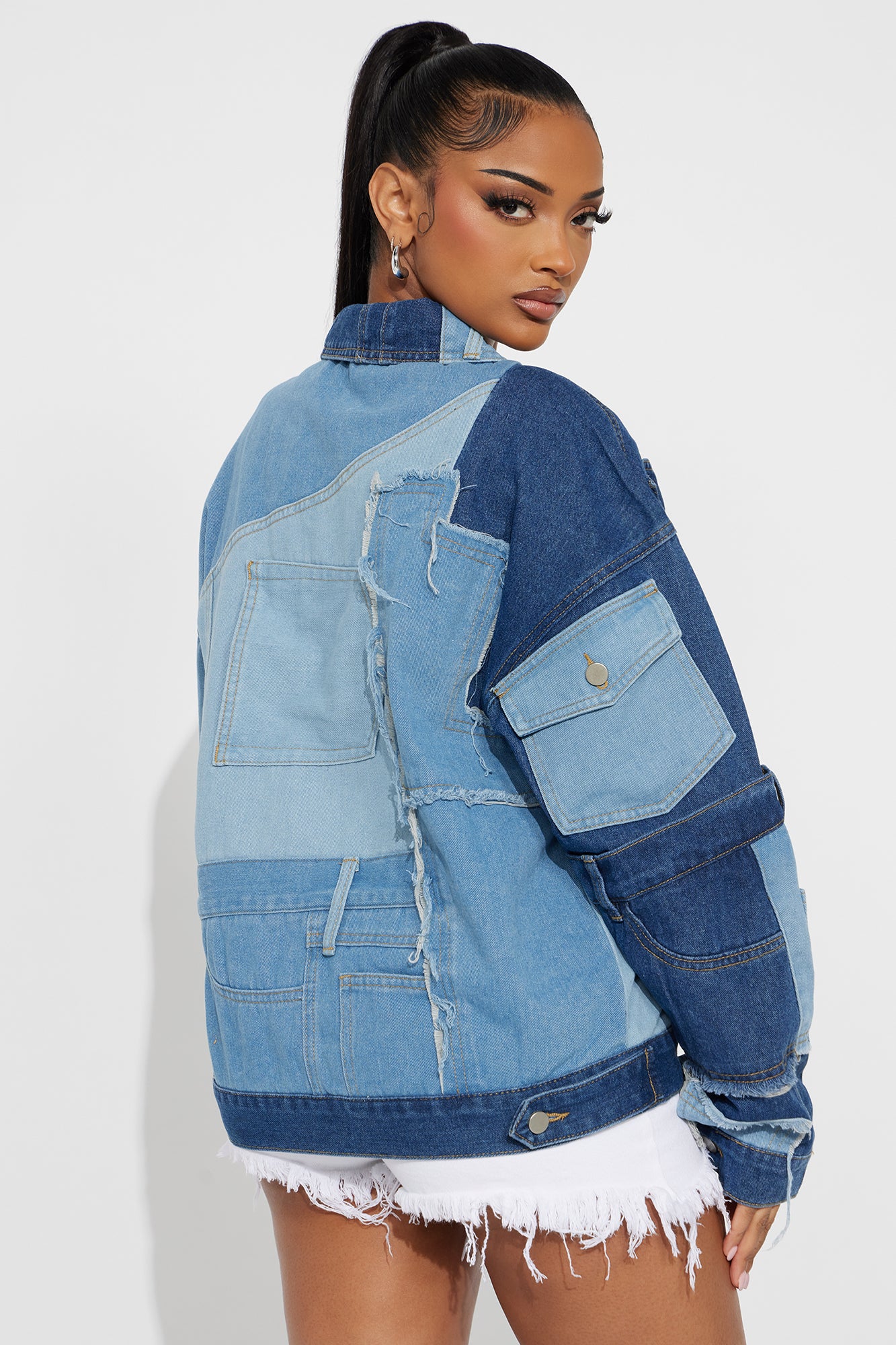 Rack Your Brains Deconstructed Denim Jacket - Multi Color - Image 4