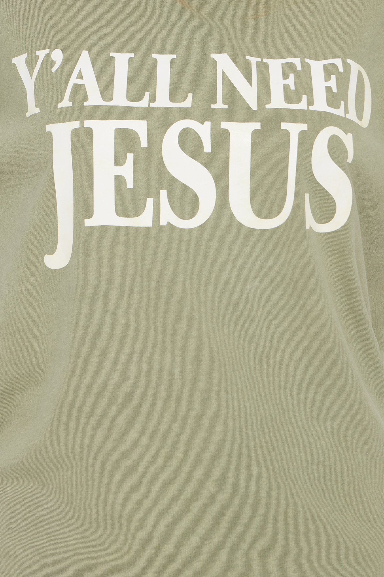 Y'all Need Jesus Washed Tee - Olive - Image 3