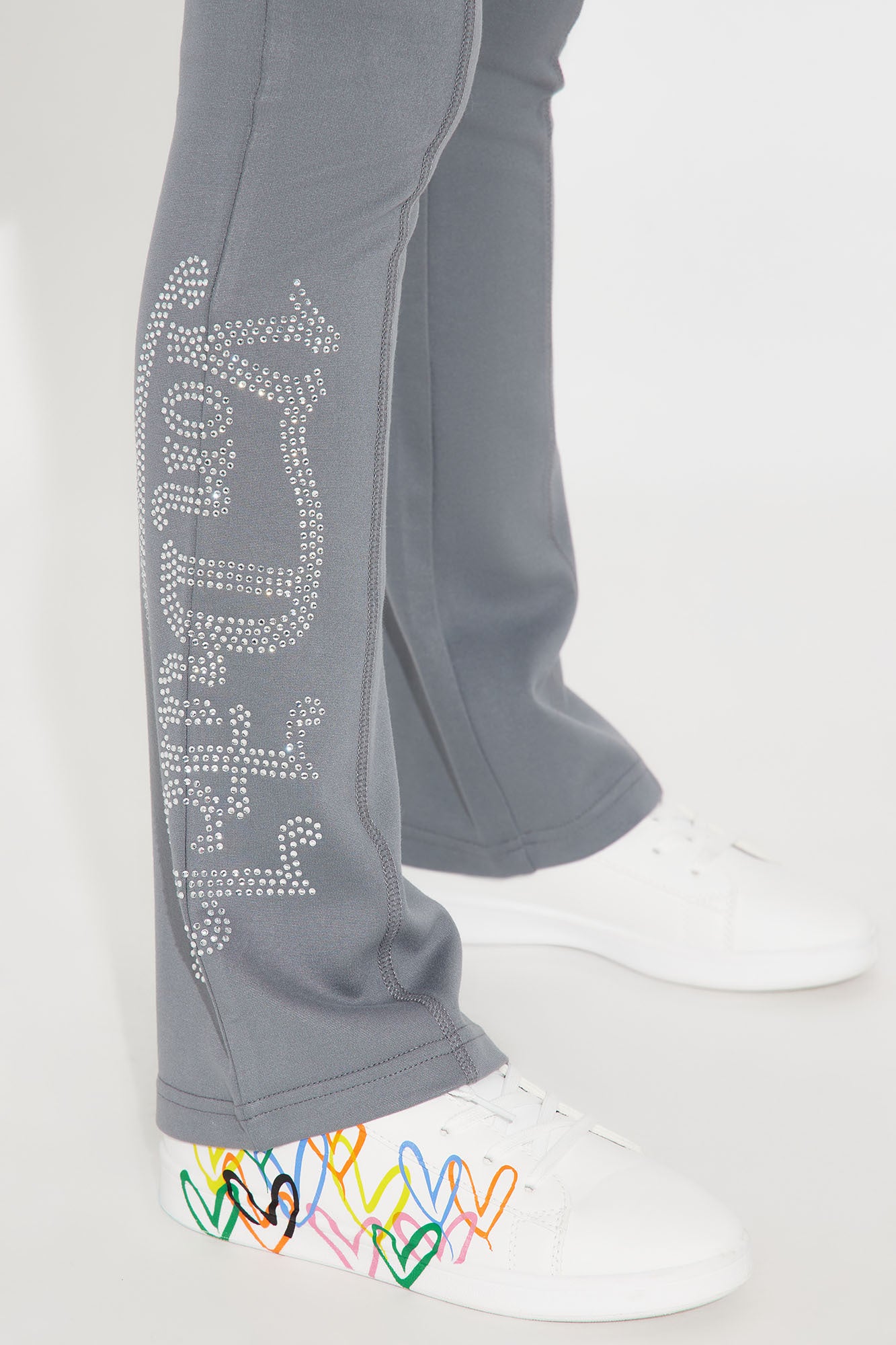 Mini Von Dutch Rhinestone Washed Flared Legging - Charcoal/combo - Image 3