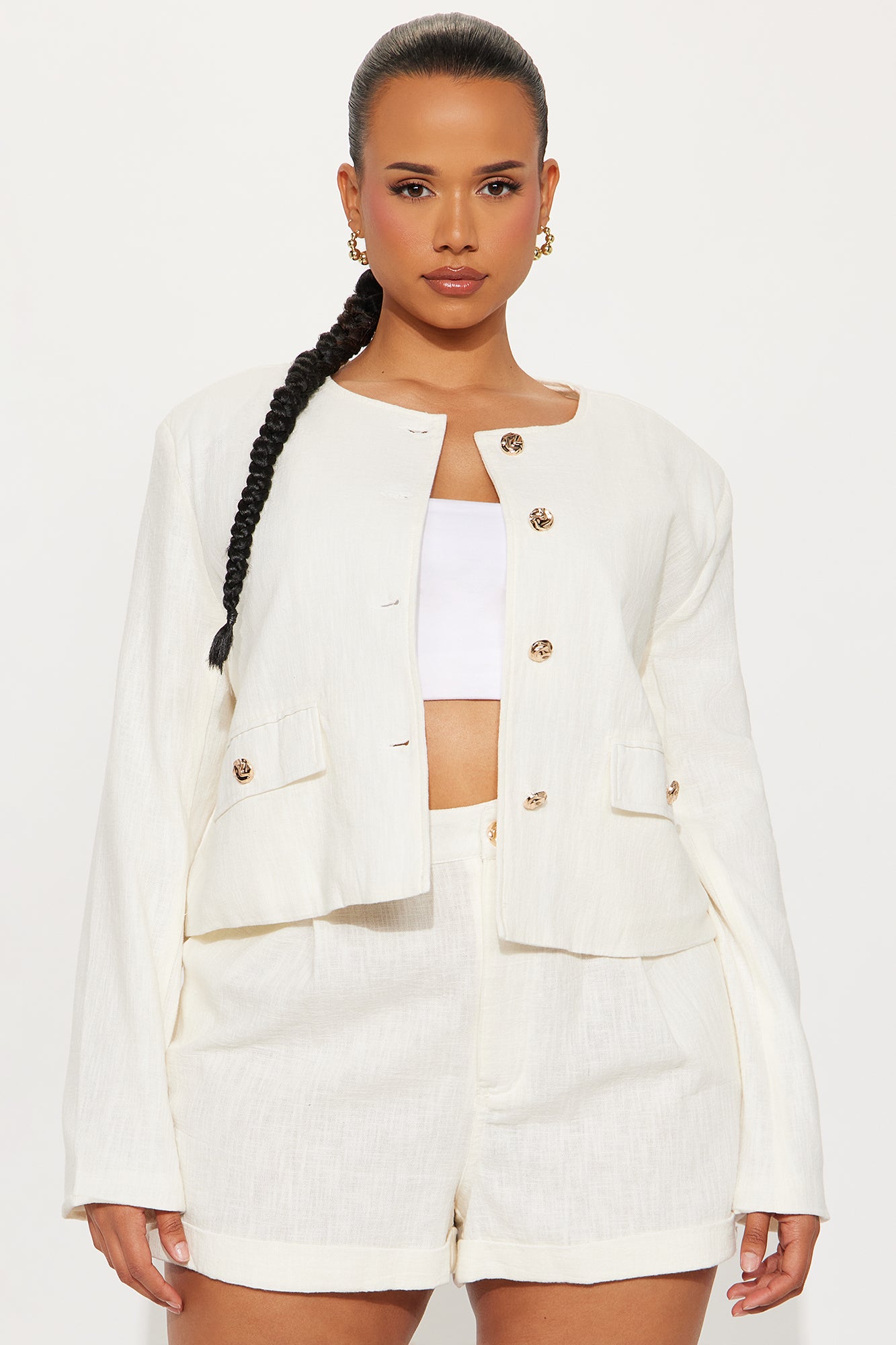 Arin Linen Blazer - Cream - Image 4