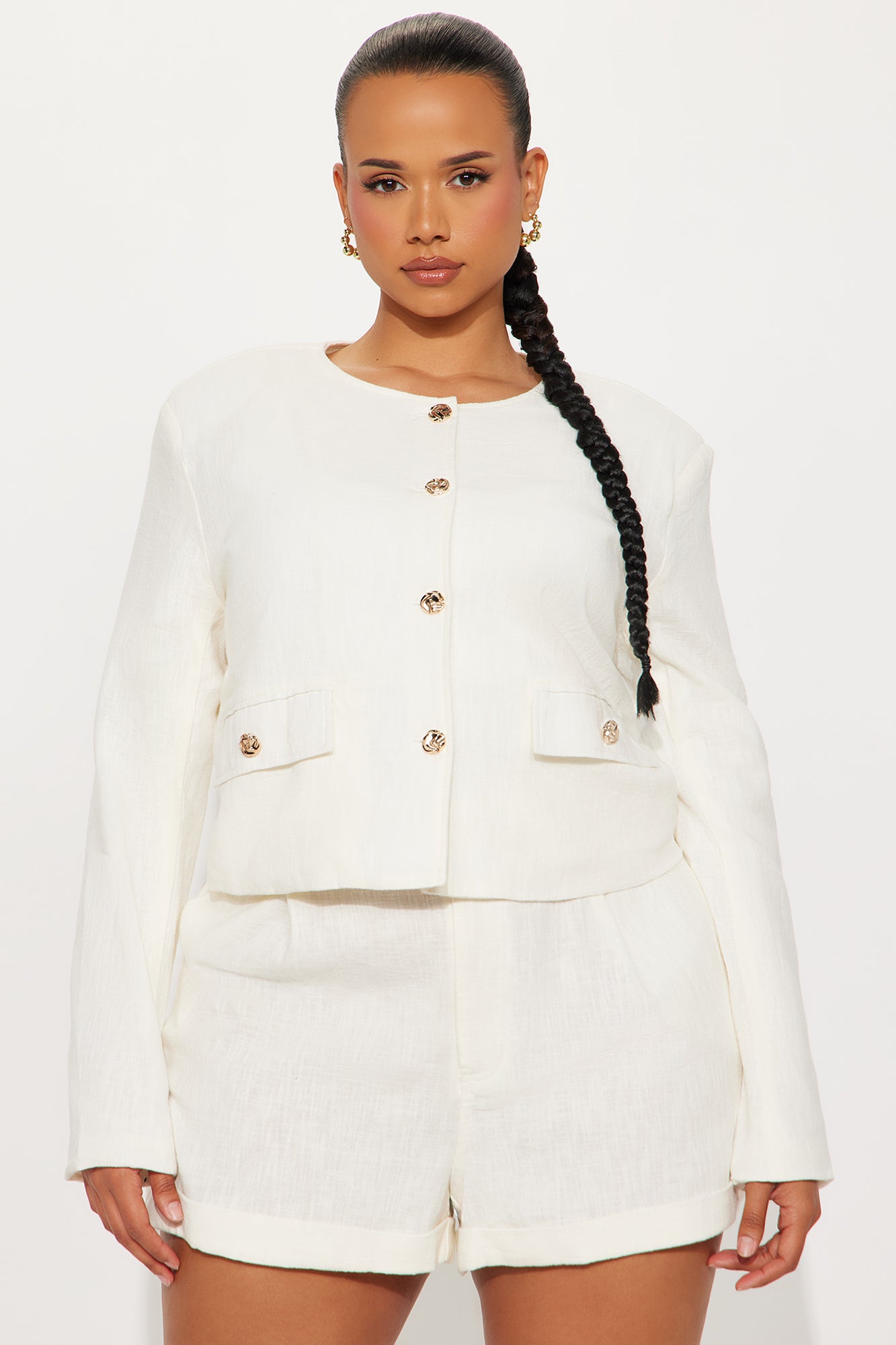Arin Linen Blazer - Cream - Image 6