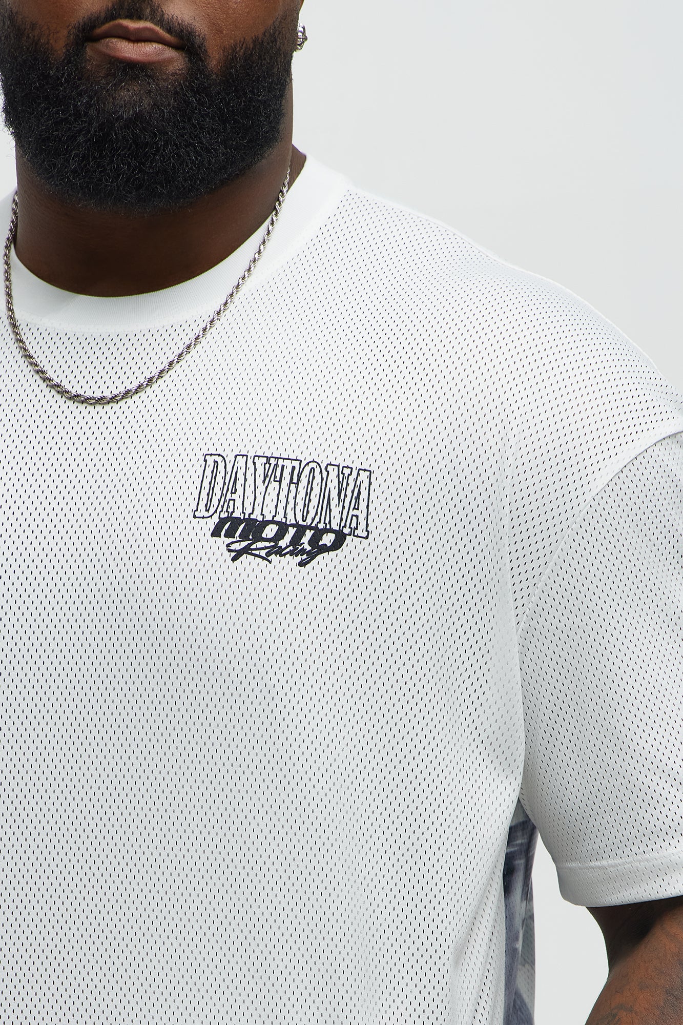 Daytona Racing Relaxed Mesh Tee - White - Image 7