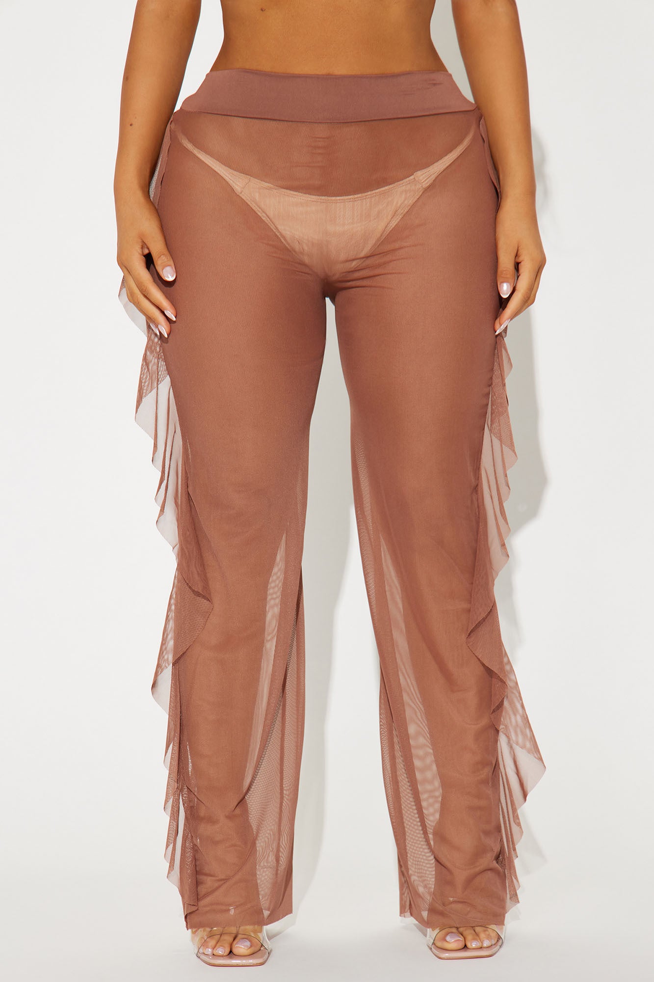 Sunshine See Through Cover Up Pant - Mocha - Image 5