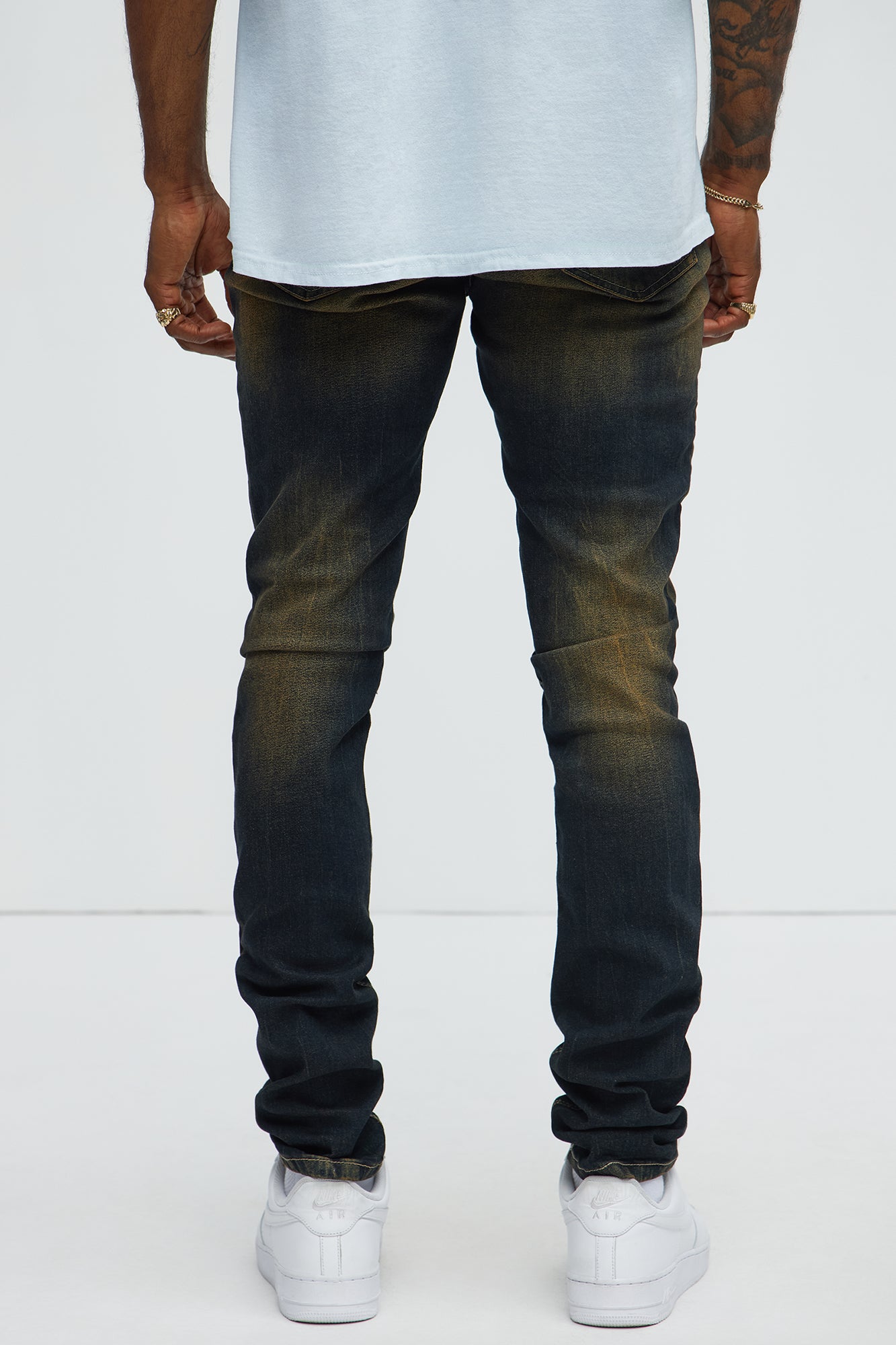 Be First Distressed Stacked Skinny Jeans - Vintage Blue Wash - Image 4