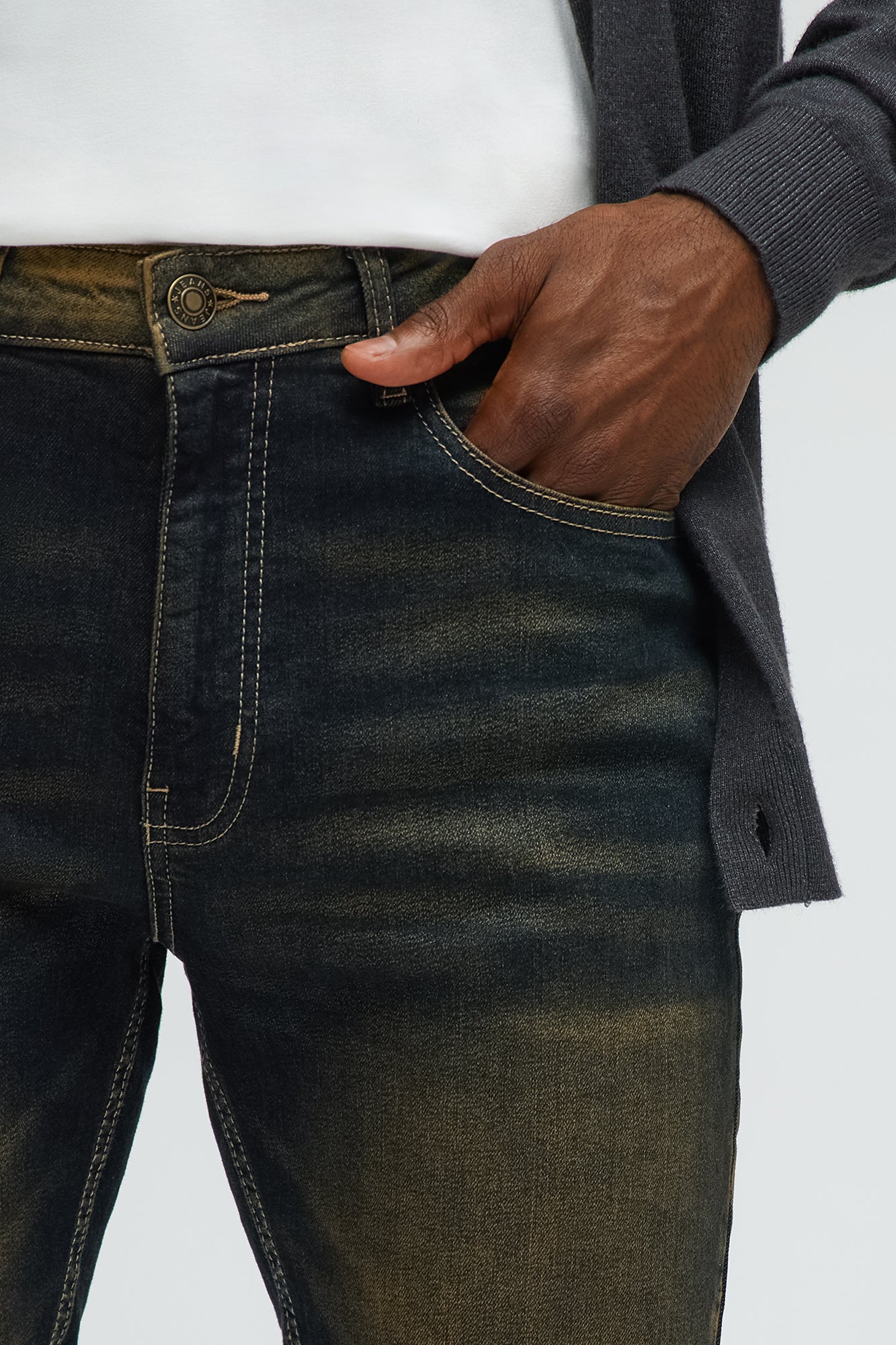 Be First Distressed Stacked Skinny Jeans - Vintage Blue Wash - Image 3