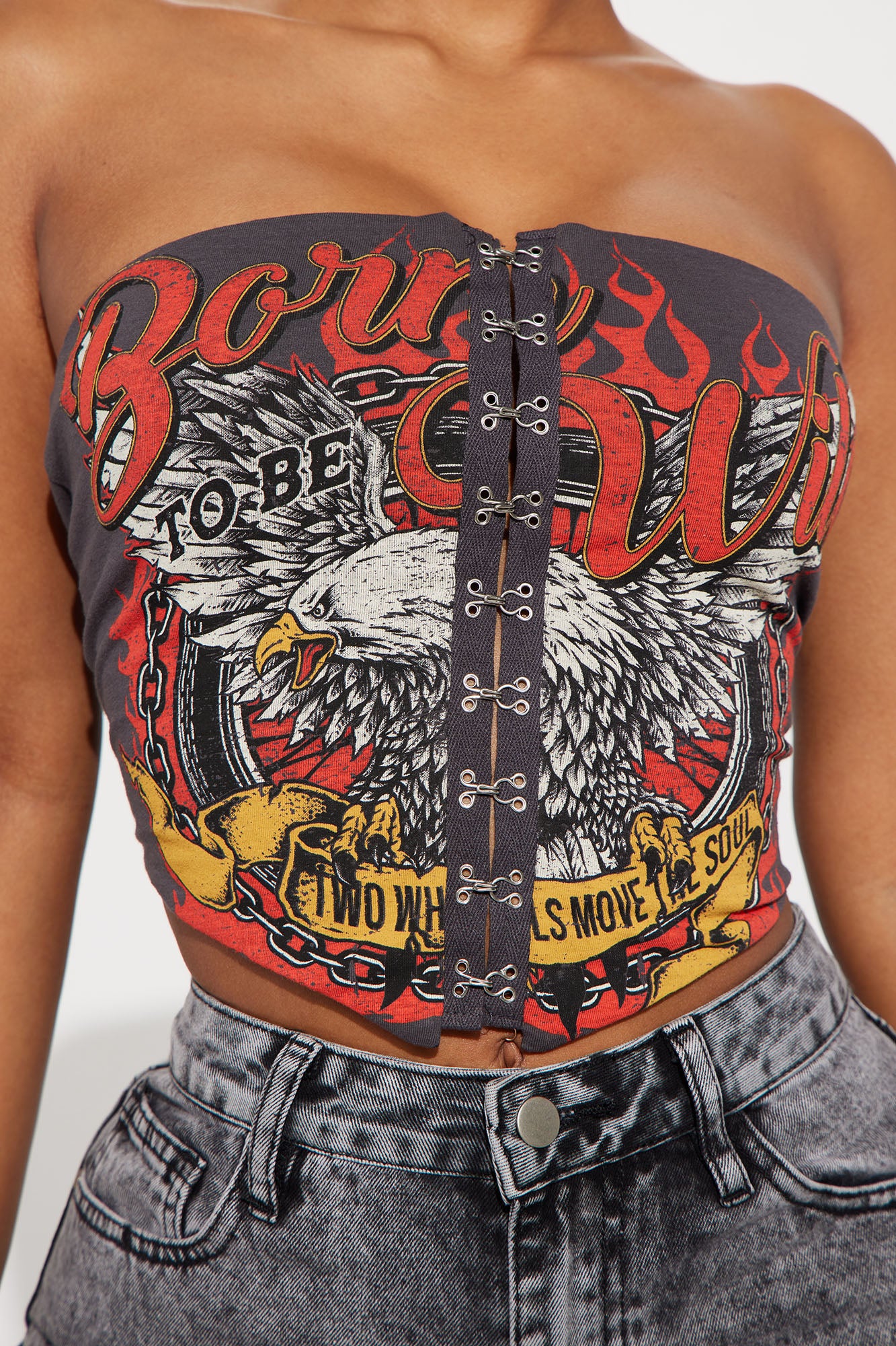 Born To Rock Corset Top - Charcoal - Image 3