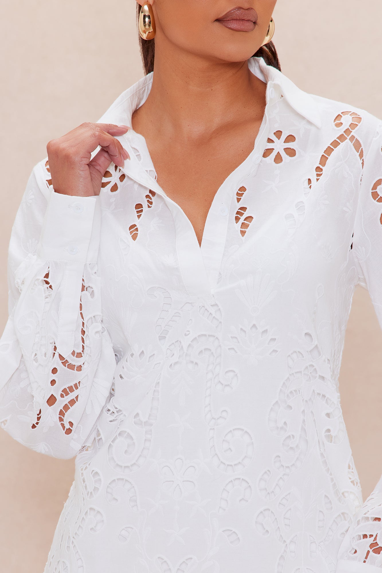 Gracie Embroidered Tunic Dress - White - Image 3