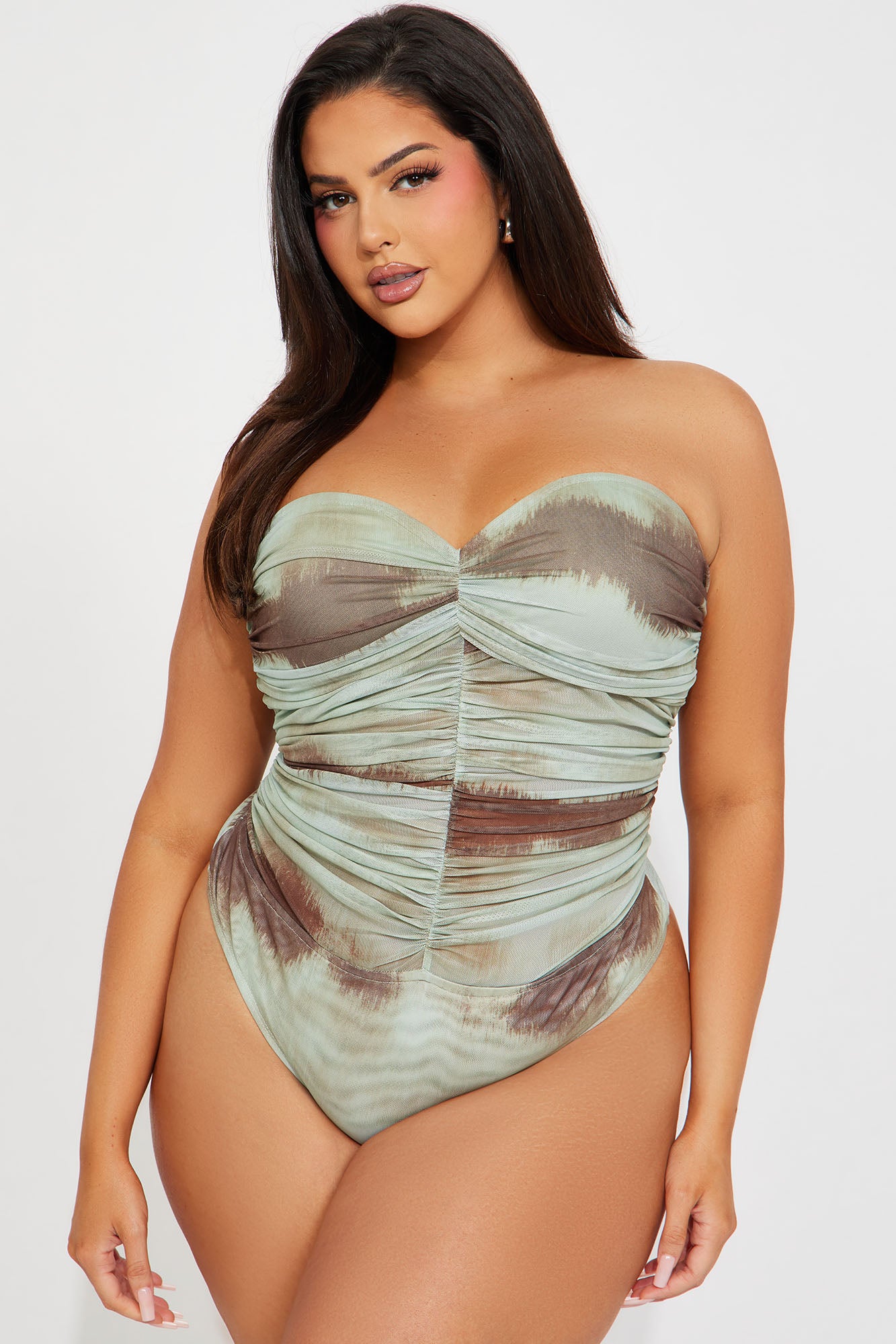 Drinks On The Beach Ruched Bodysuit - Sage/combo - Image 5