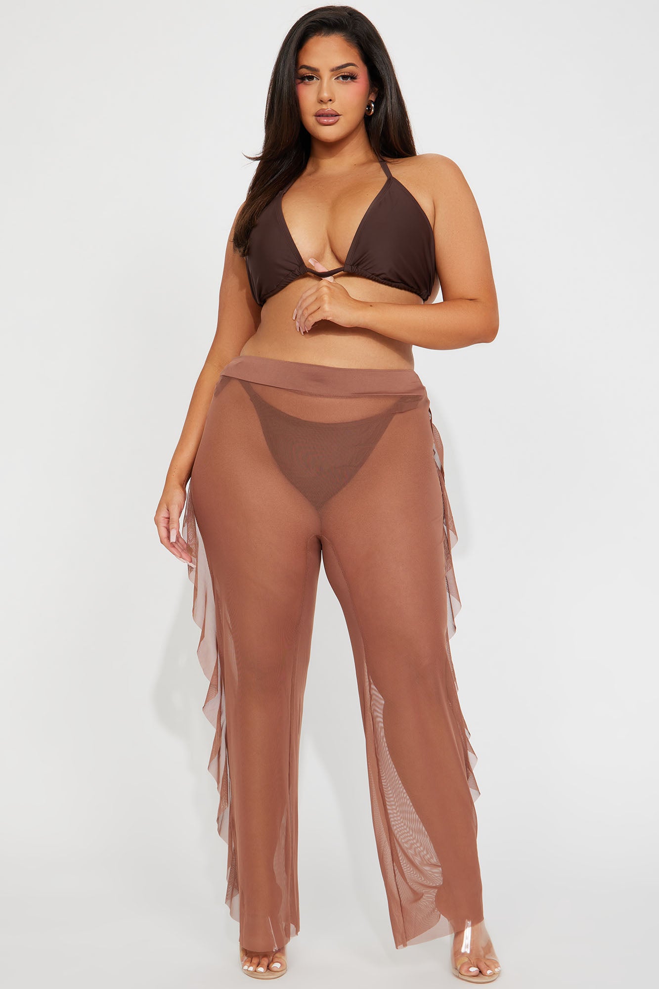 Sunshine See Through Cover Up Pant - Mocha - Image 7
