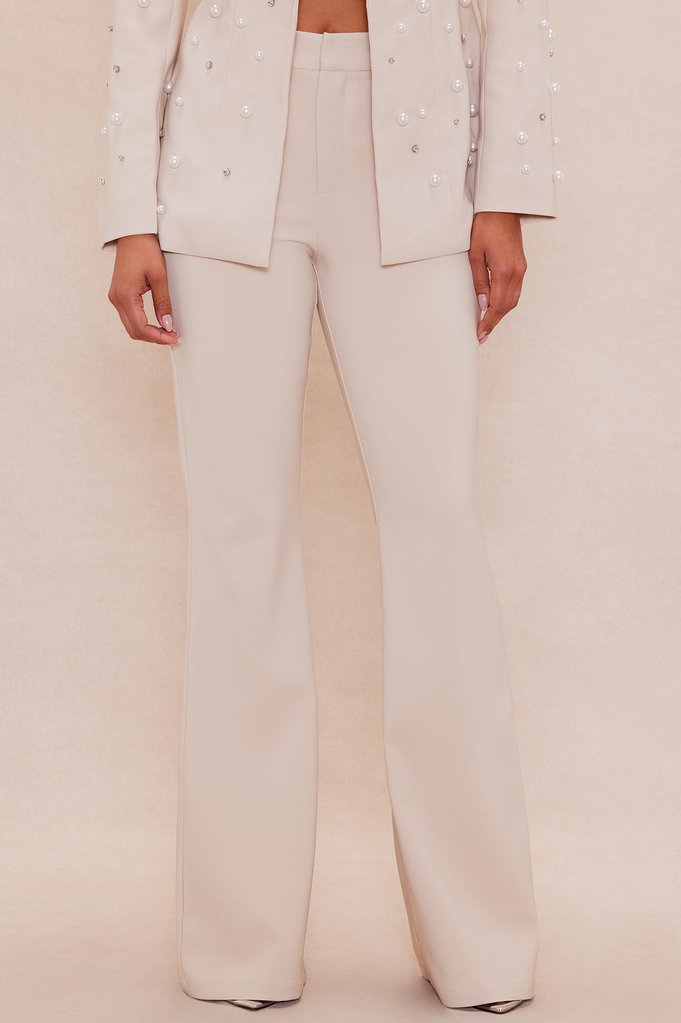 Anastasia Pearl Blazer Suit Set - Taupe - Image 3