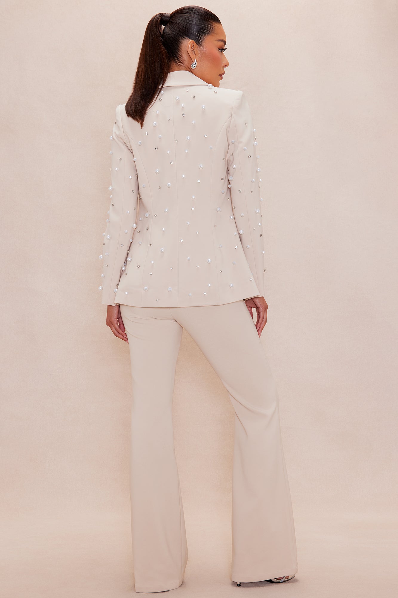Anastasia Pearl Blazer Suit Set - Taupe - Image 5