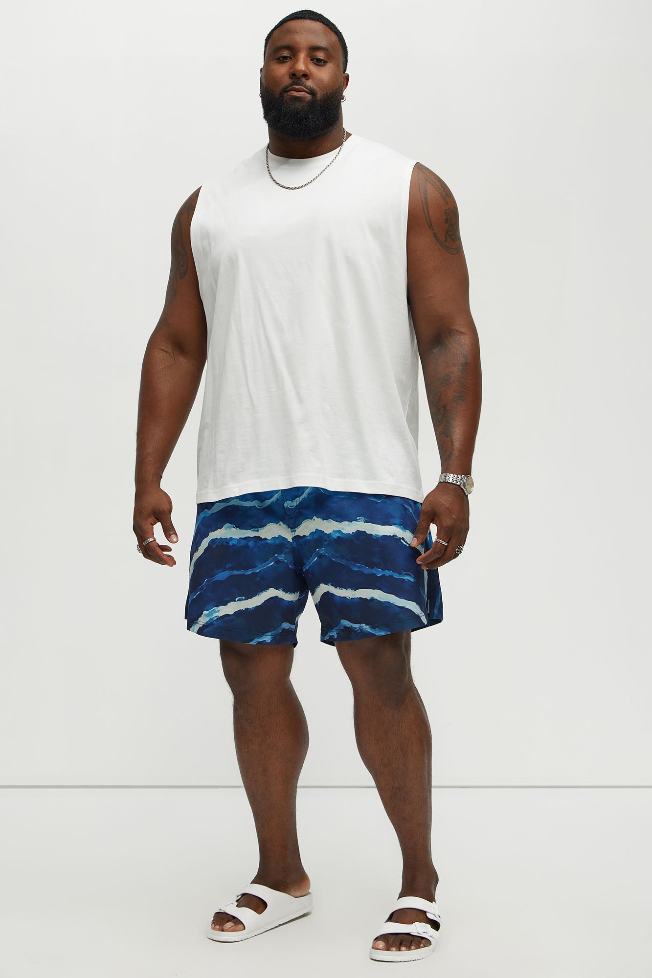 Rolling Waves Printed Swim Mid Trunk - Blue/combo - Image 6